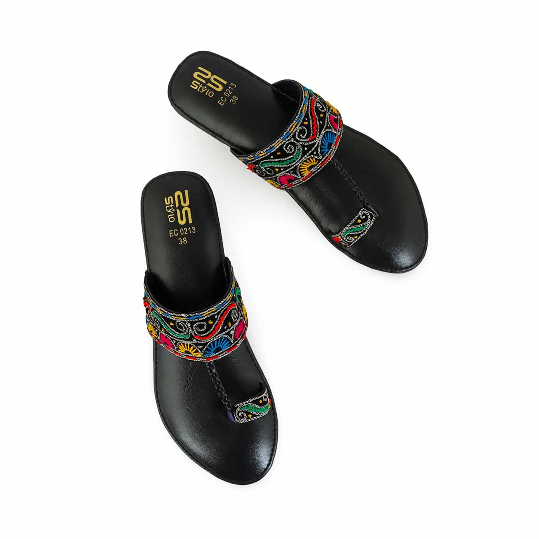 Black Fancy Chappal EC0213 - Image 5