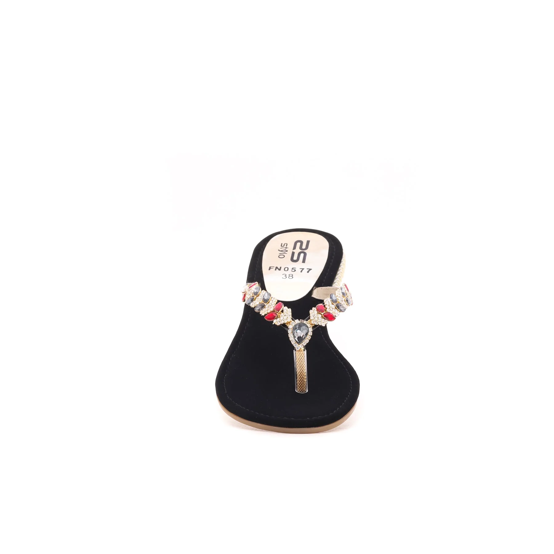 Black Fancy Chappal FN0577 - Image 3
