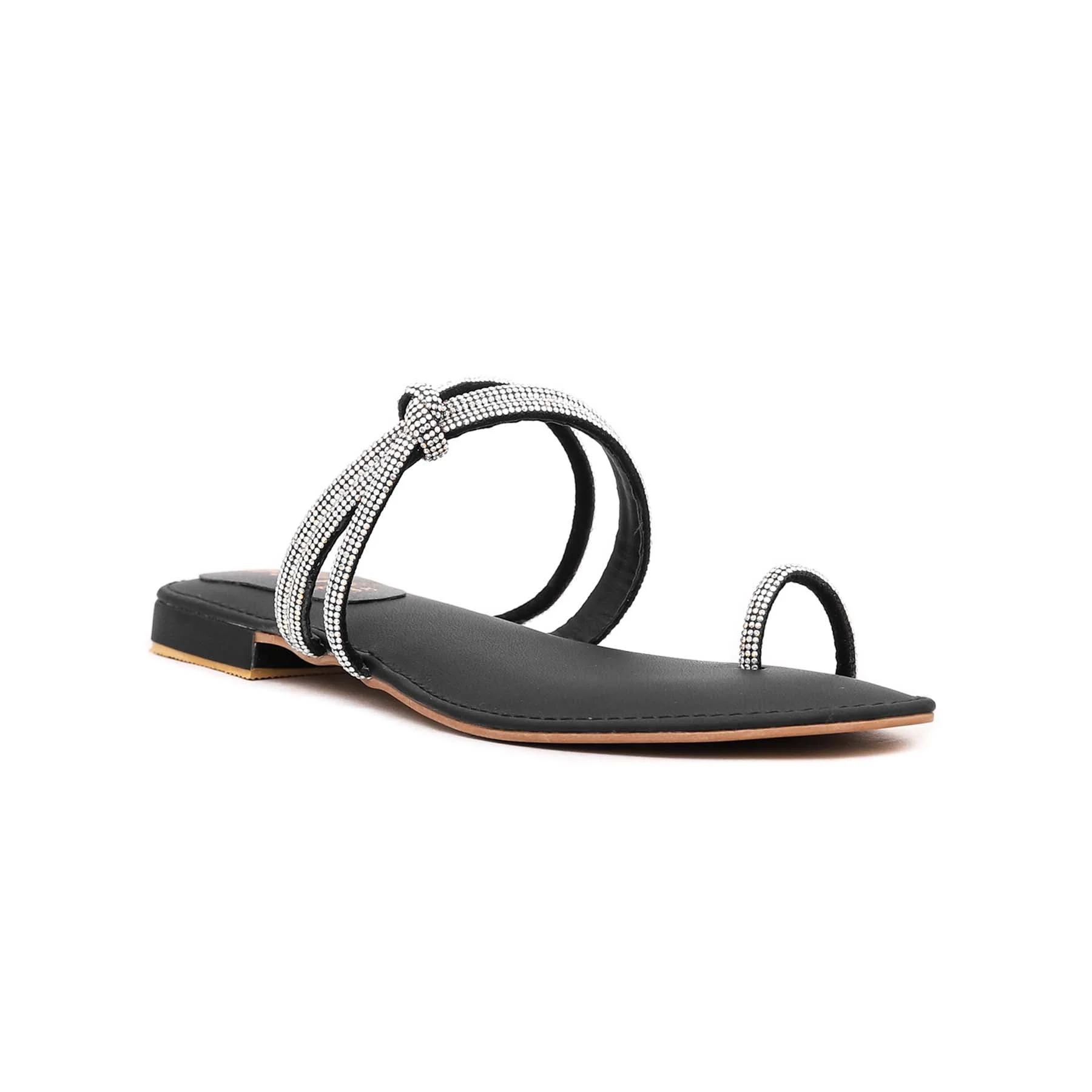 Black Fancy Chappal Fn0689 - Image 3