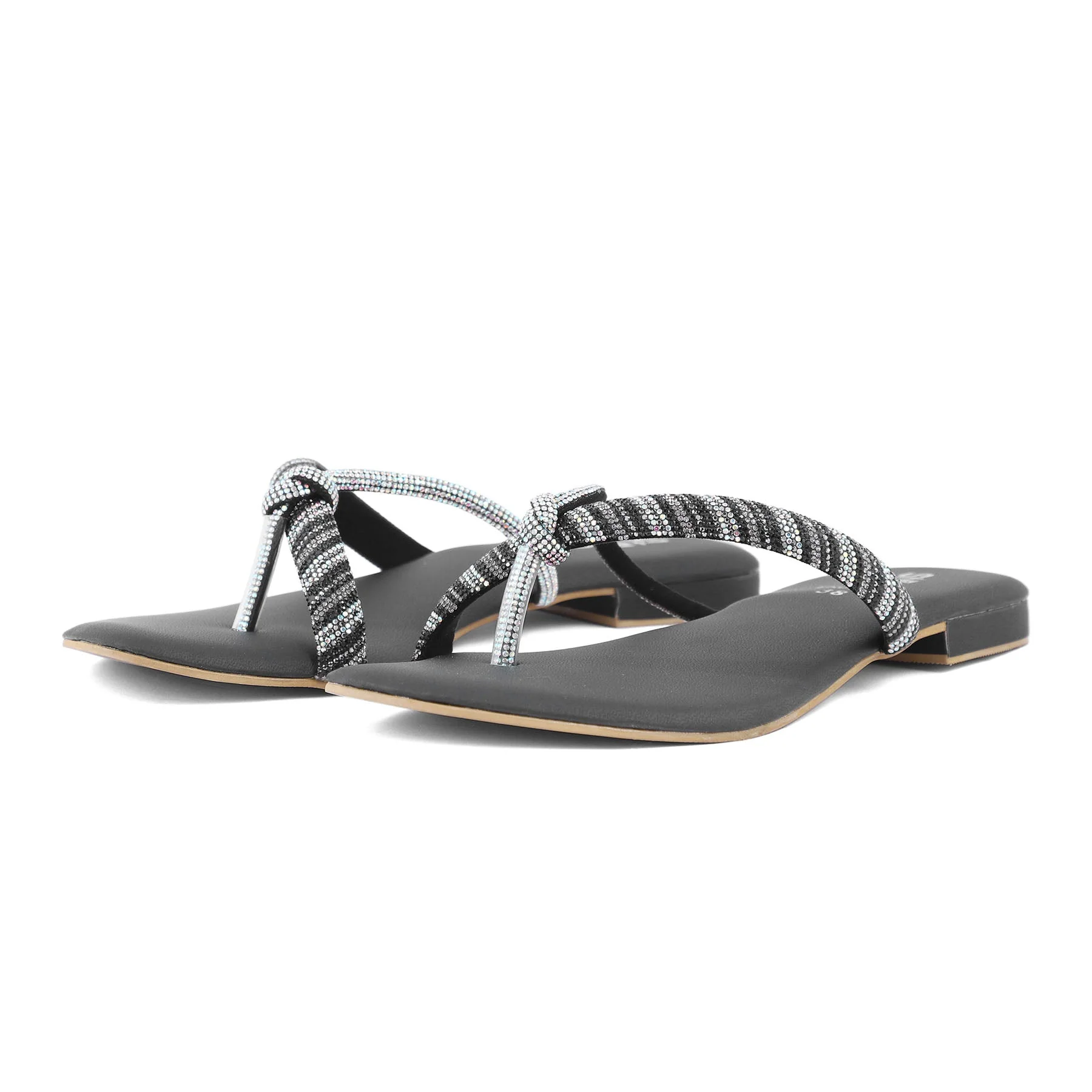 Black Fancy Chappal FN0736 - Image 3
