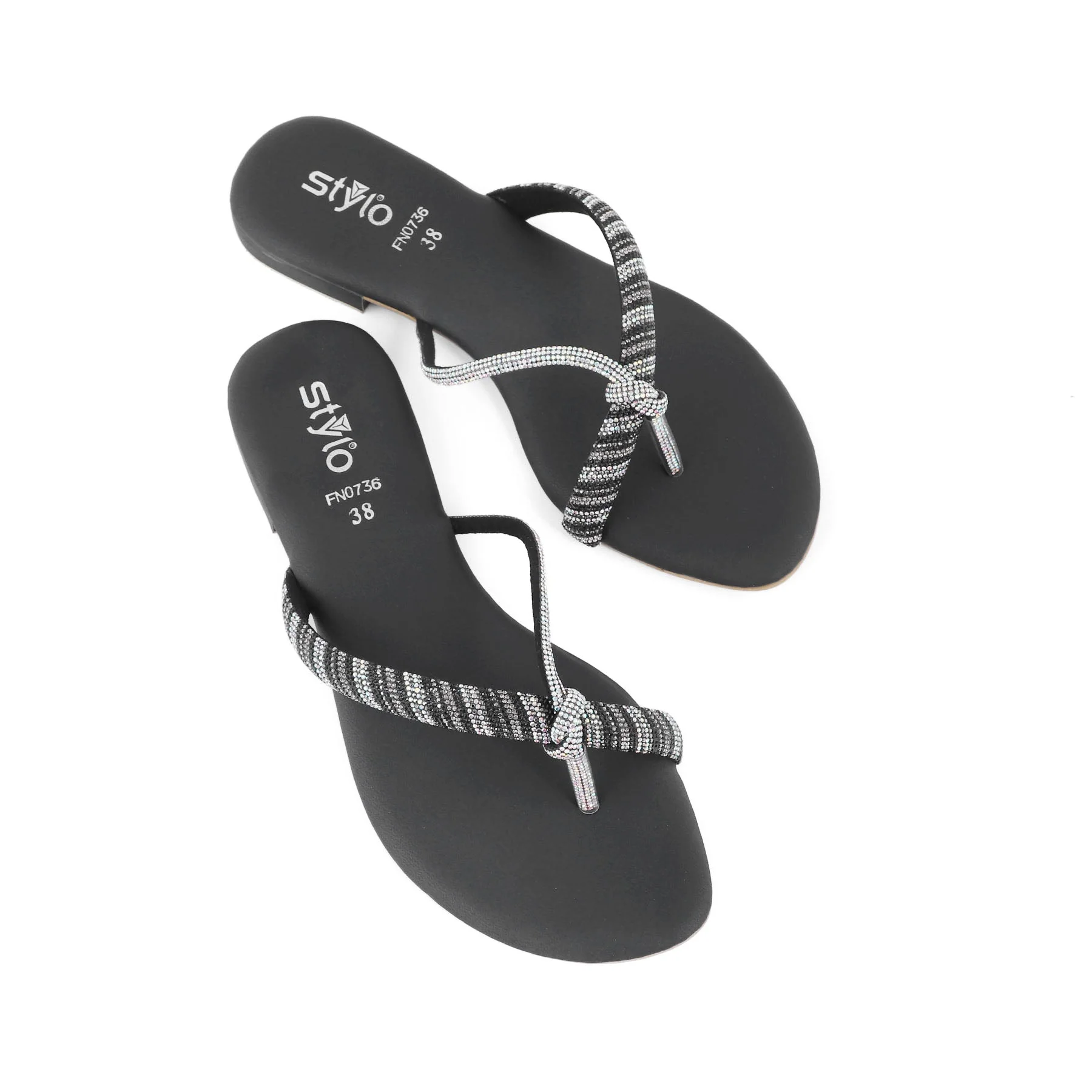 Black Fancy Chappal FN0736 - Image 5