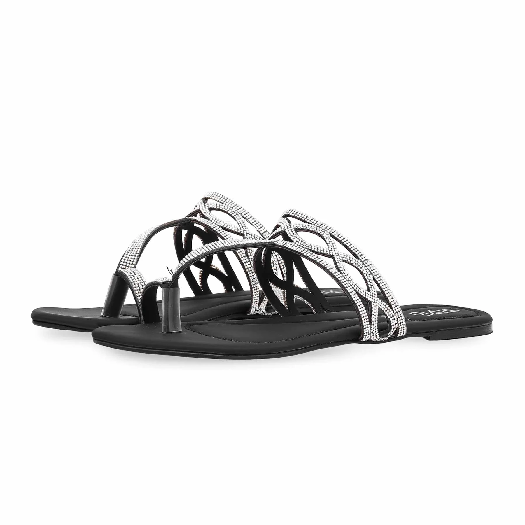 Black Fancy Chappal FN0741 - Image 3