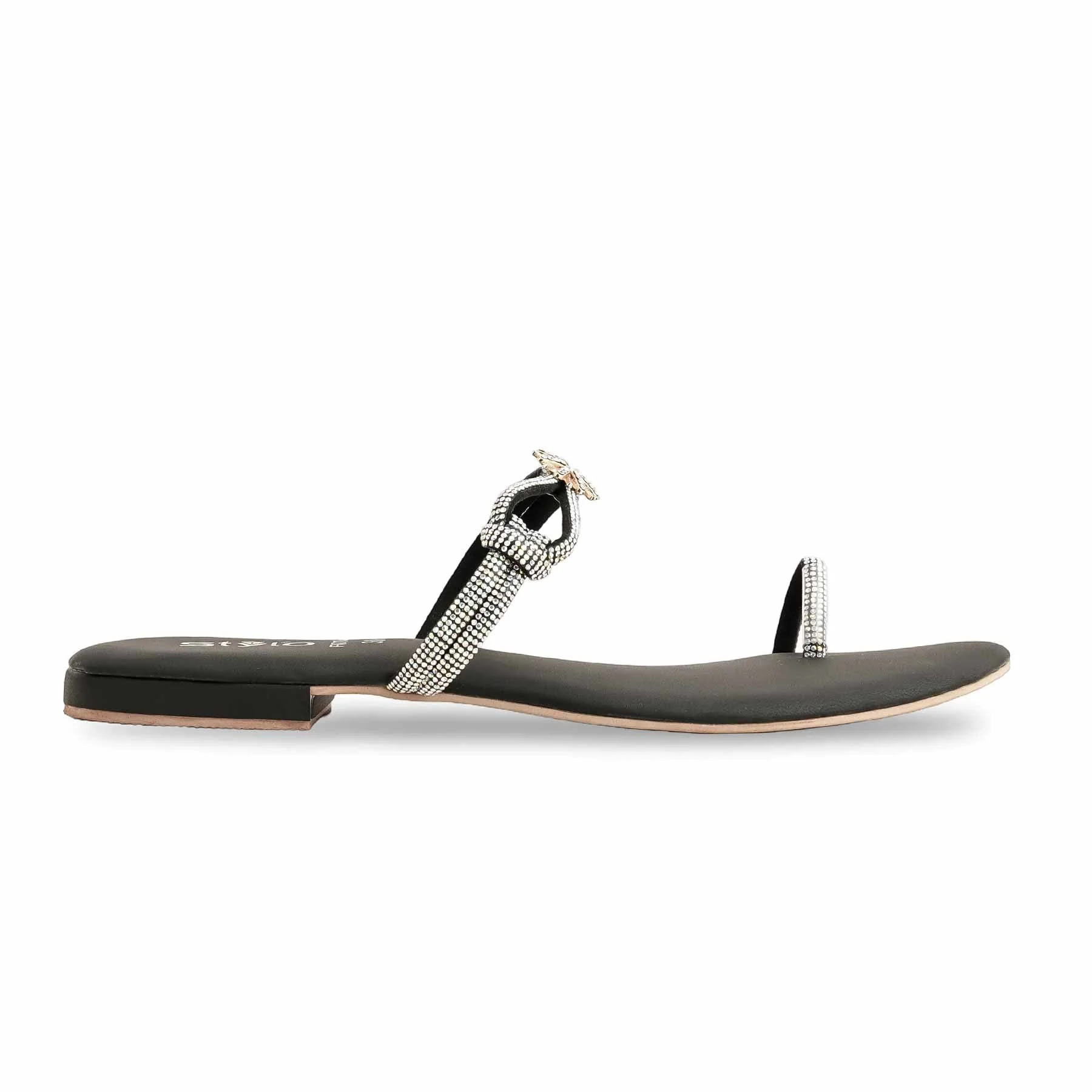 Black Fancy Chappal FN0784 - Image 2
