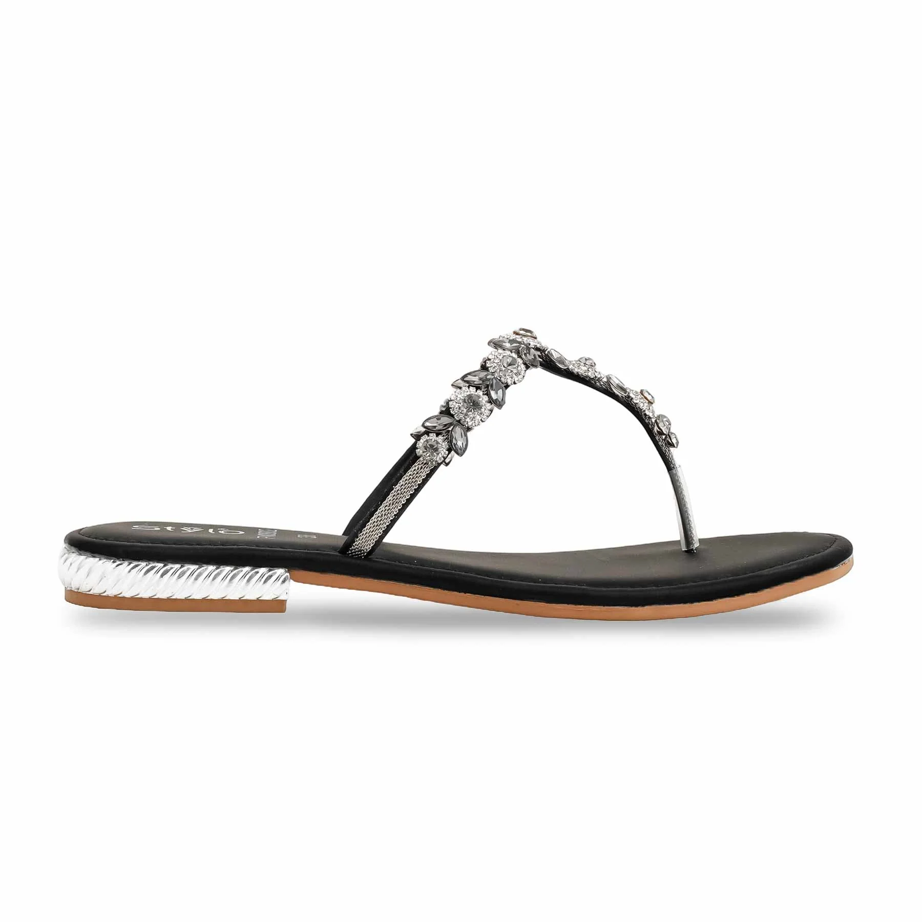 Black Fancy Chappal FN0802 - Image 2