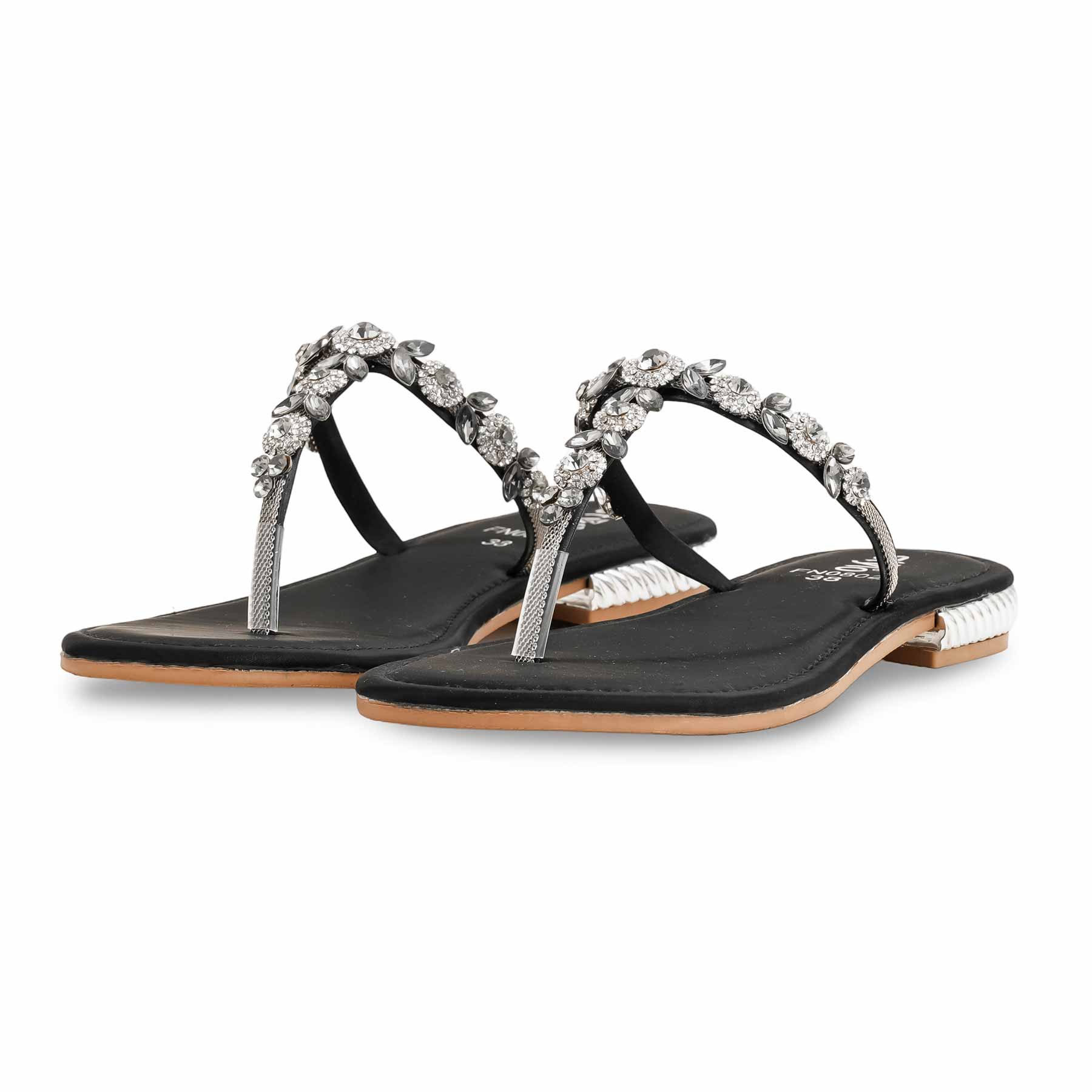 Black Fancy Chappal FN0802 - Image 3