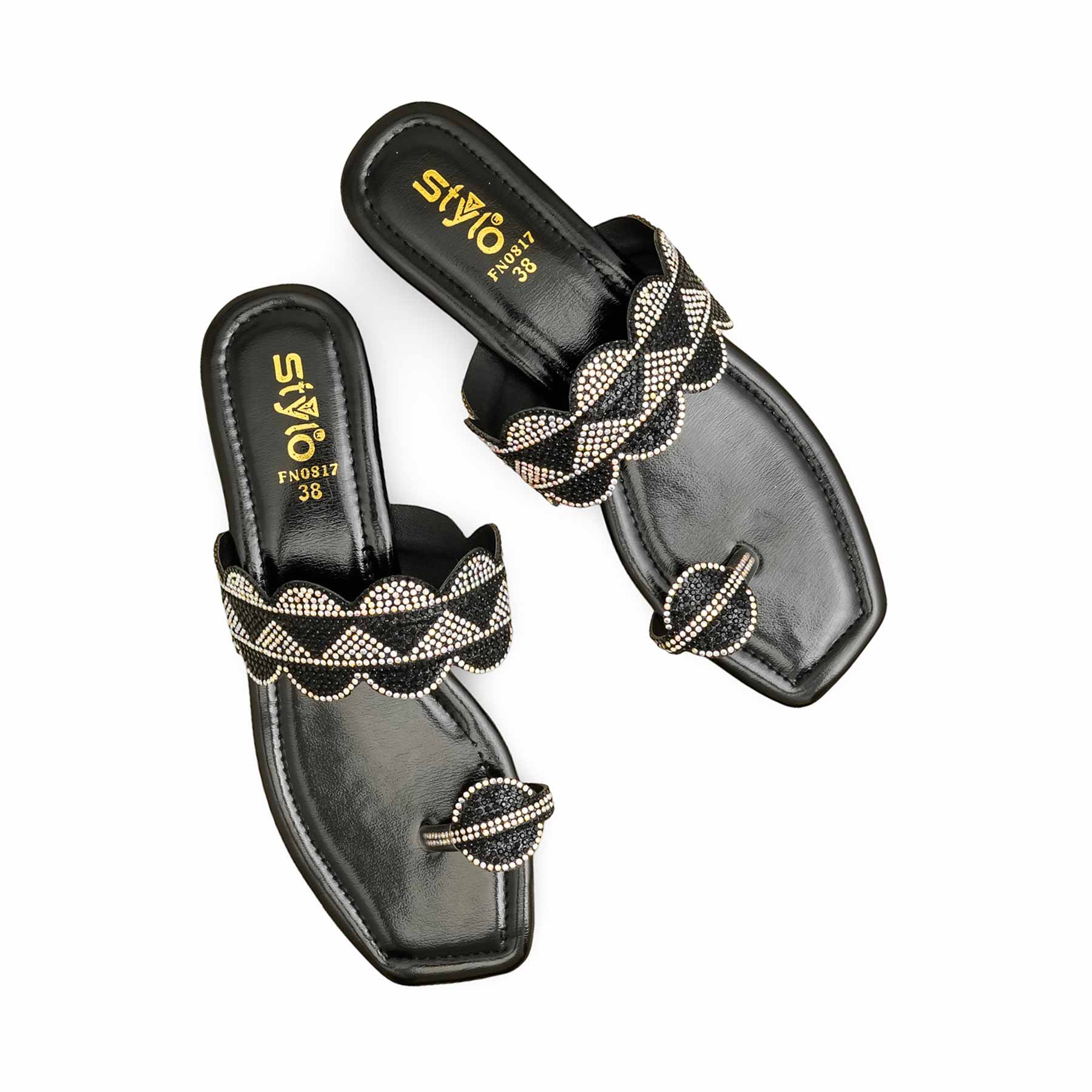 Black Fancy Chappal FN0817 - Image 5