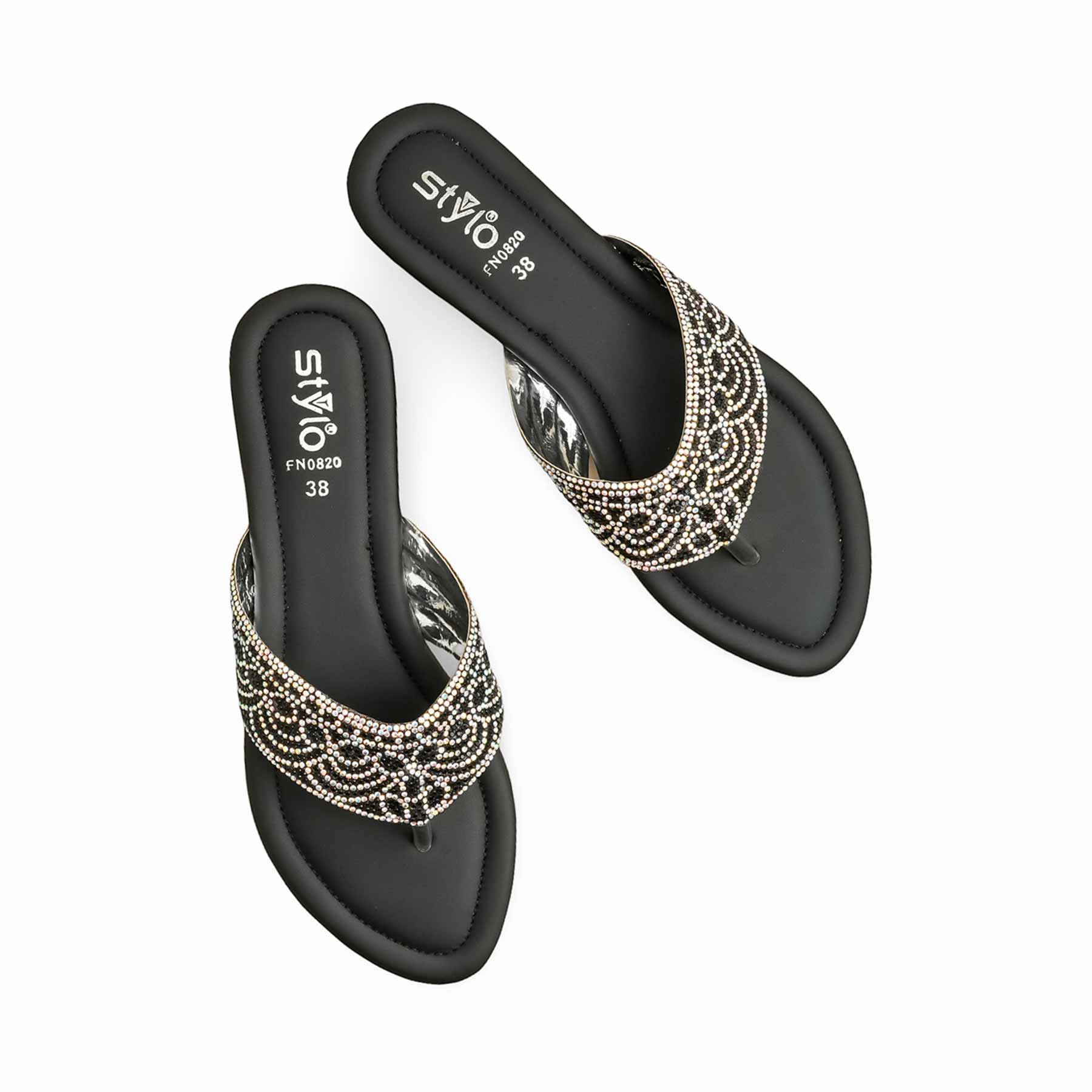Black Fancy Chappal FN0820 - Image 5