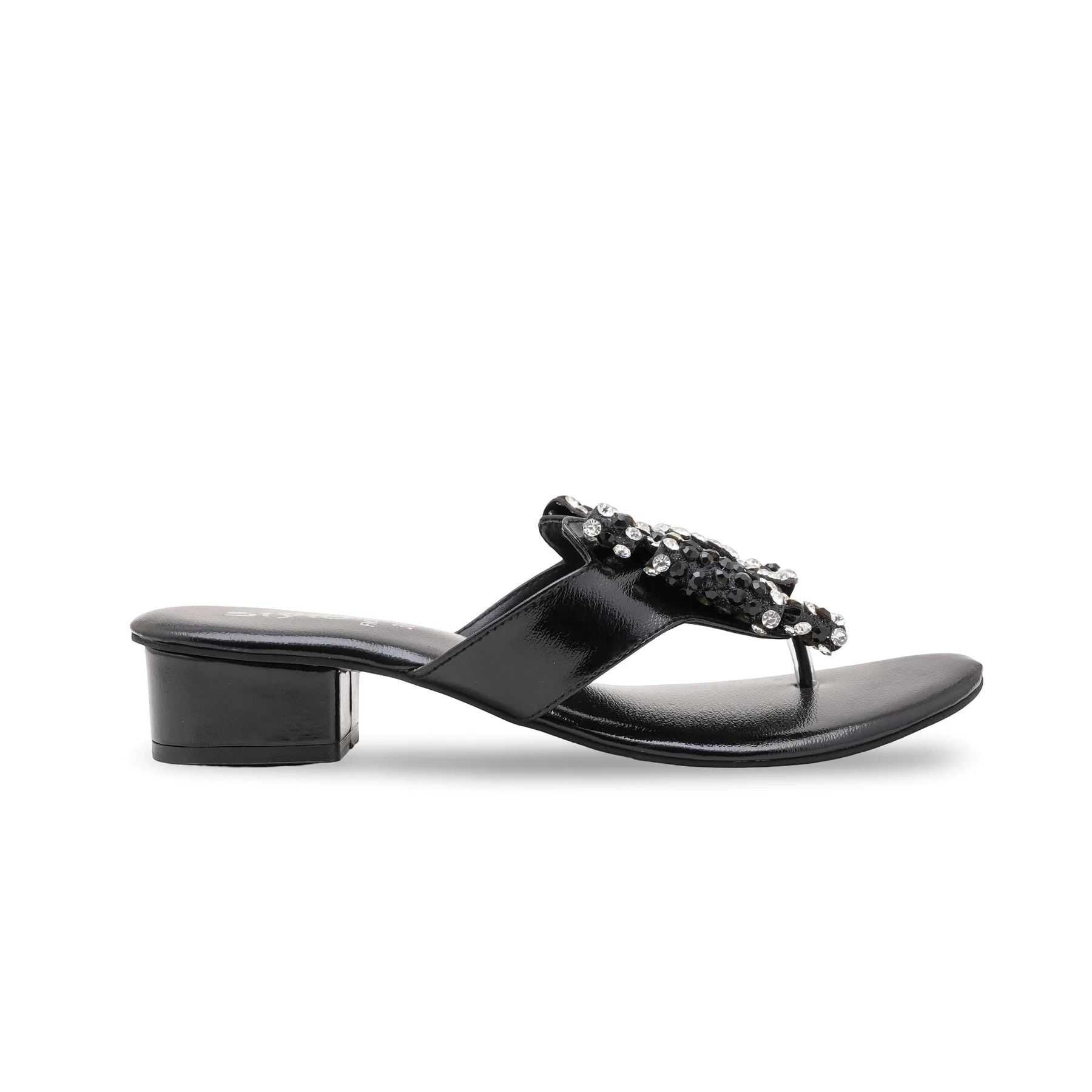Black Fancy Chappal For Women FN0821 - Image 2