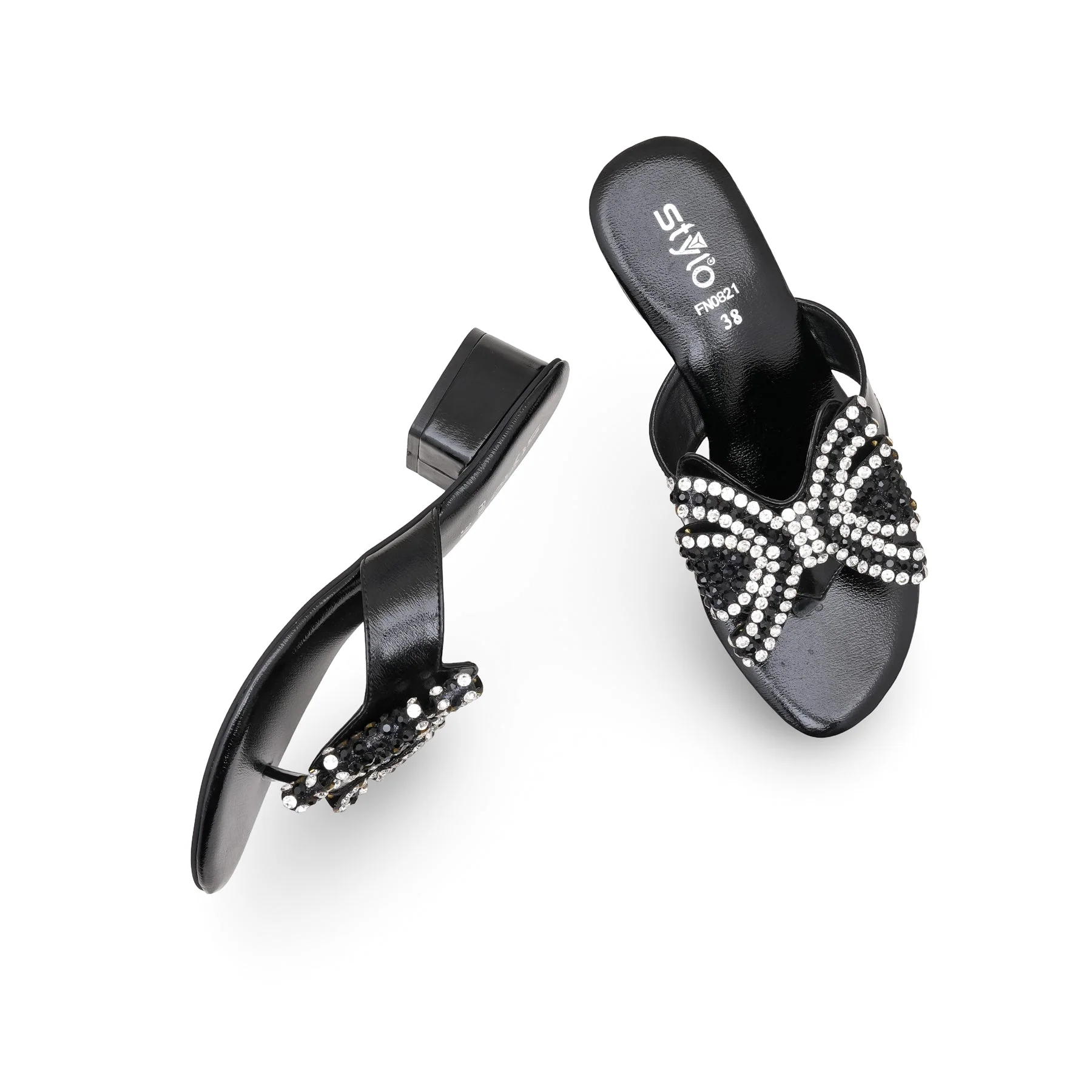 Black Fancy Chappal For Women FN0821 - Image 5