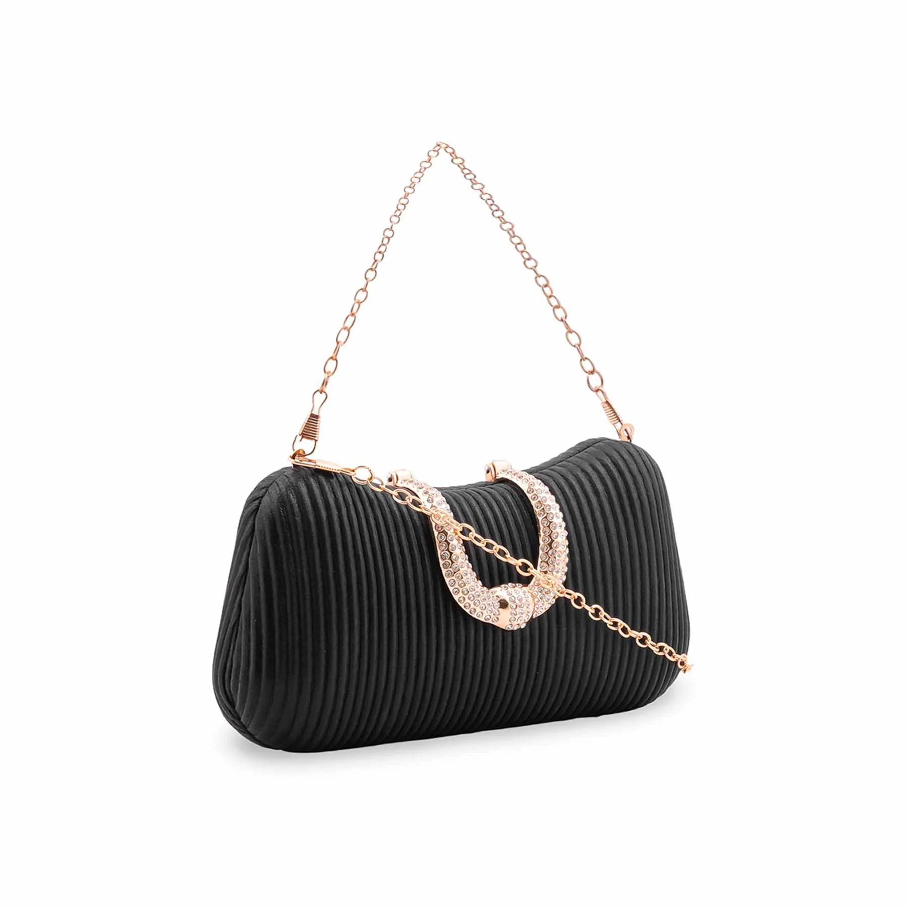 Black Fancy Clutch For Ladies P24444 - Image 3
