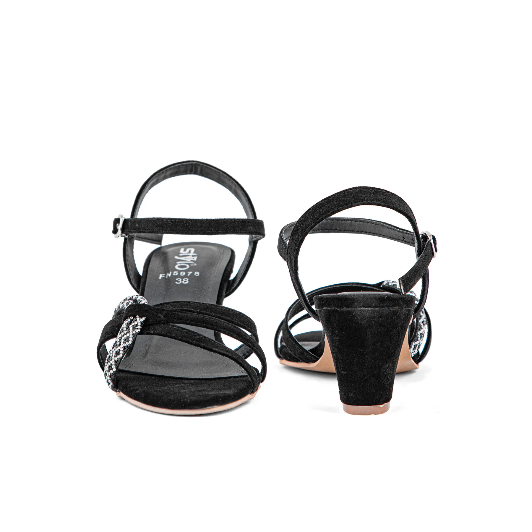 Black Fancy Sandal FN5978 - Image 3
