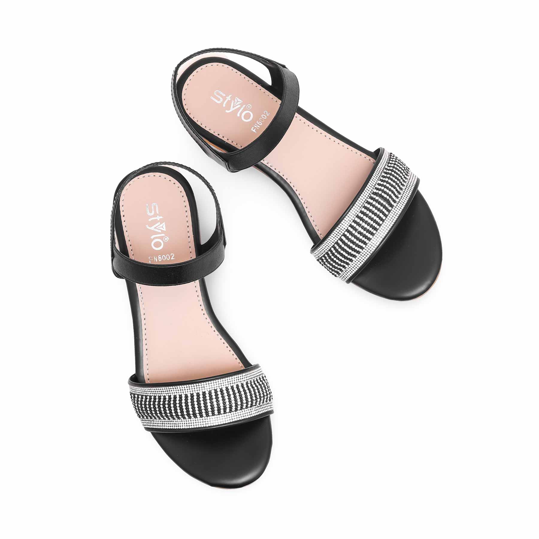 Black Fancy Sandal FN6002 - Image 5