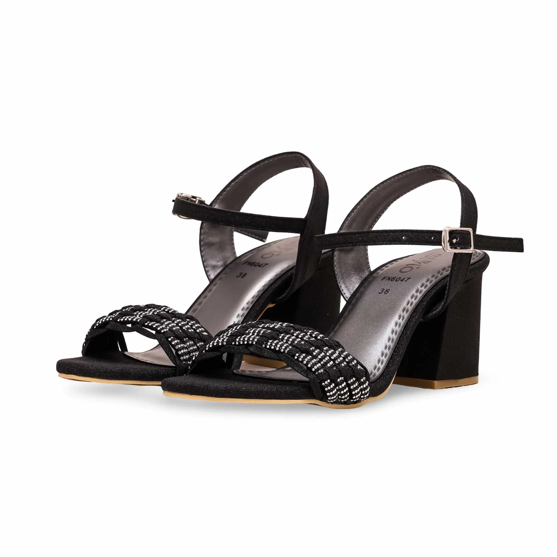 Black Fancy Sandal FN6047 - Image 3