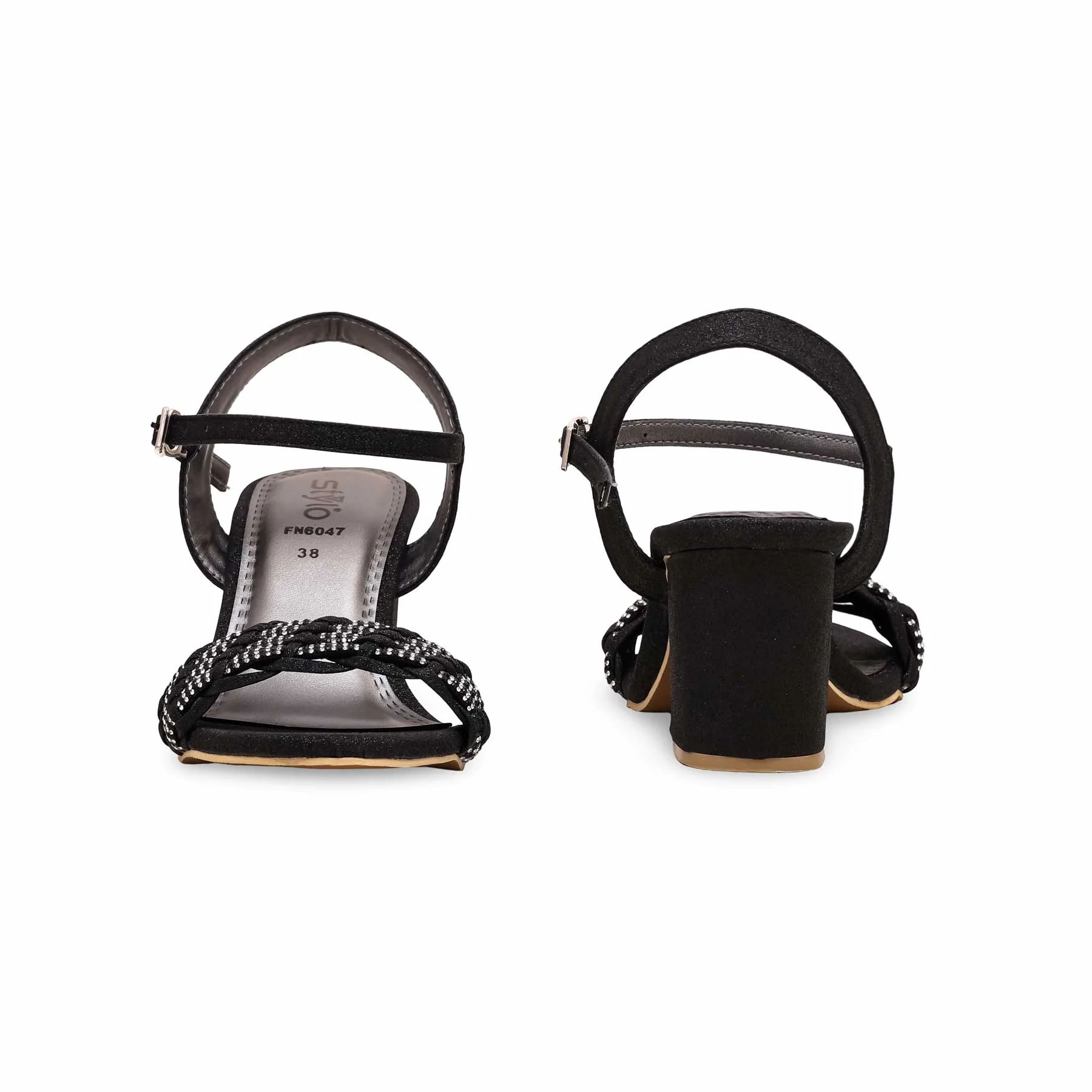 Black Fancy Sandal FN6047 - Image 4