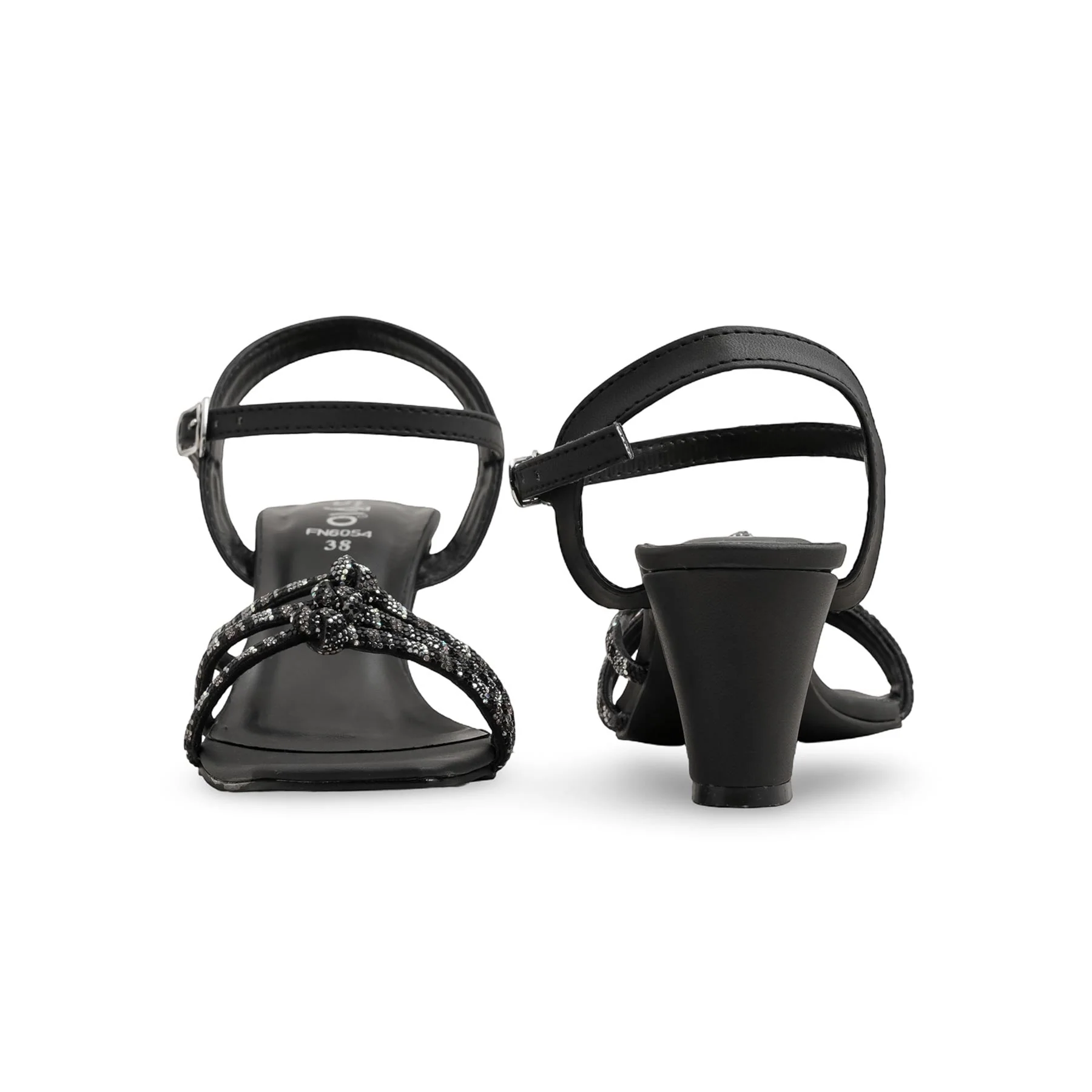 Black Fancy Sandal FN6054 - Image 4