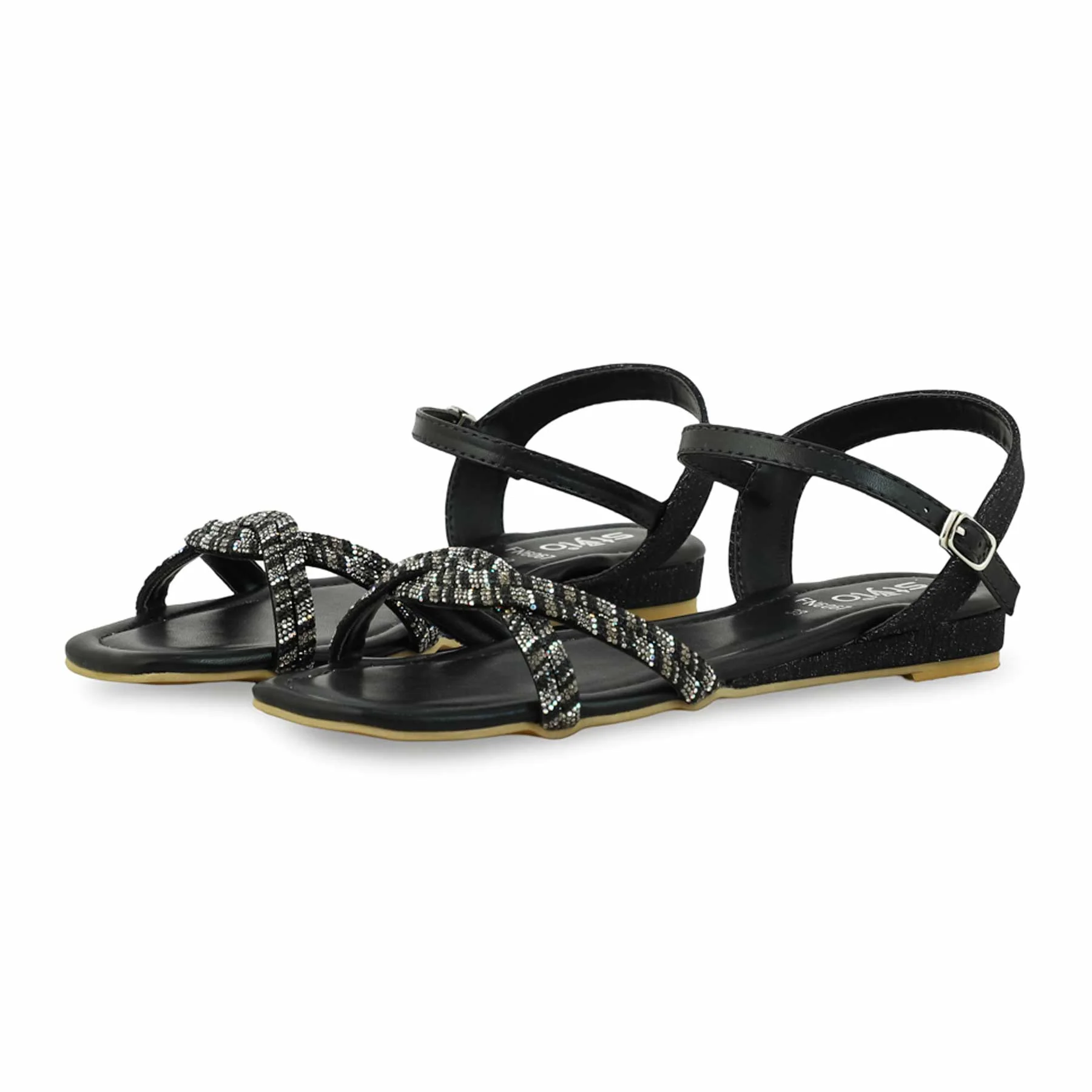 Black Fancy Sandal FN6067 - Image 3