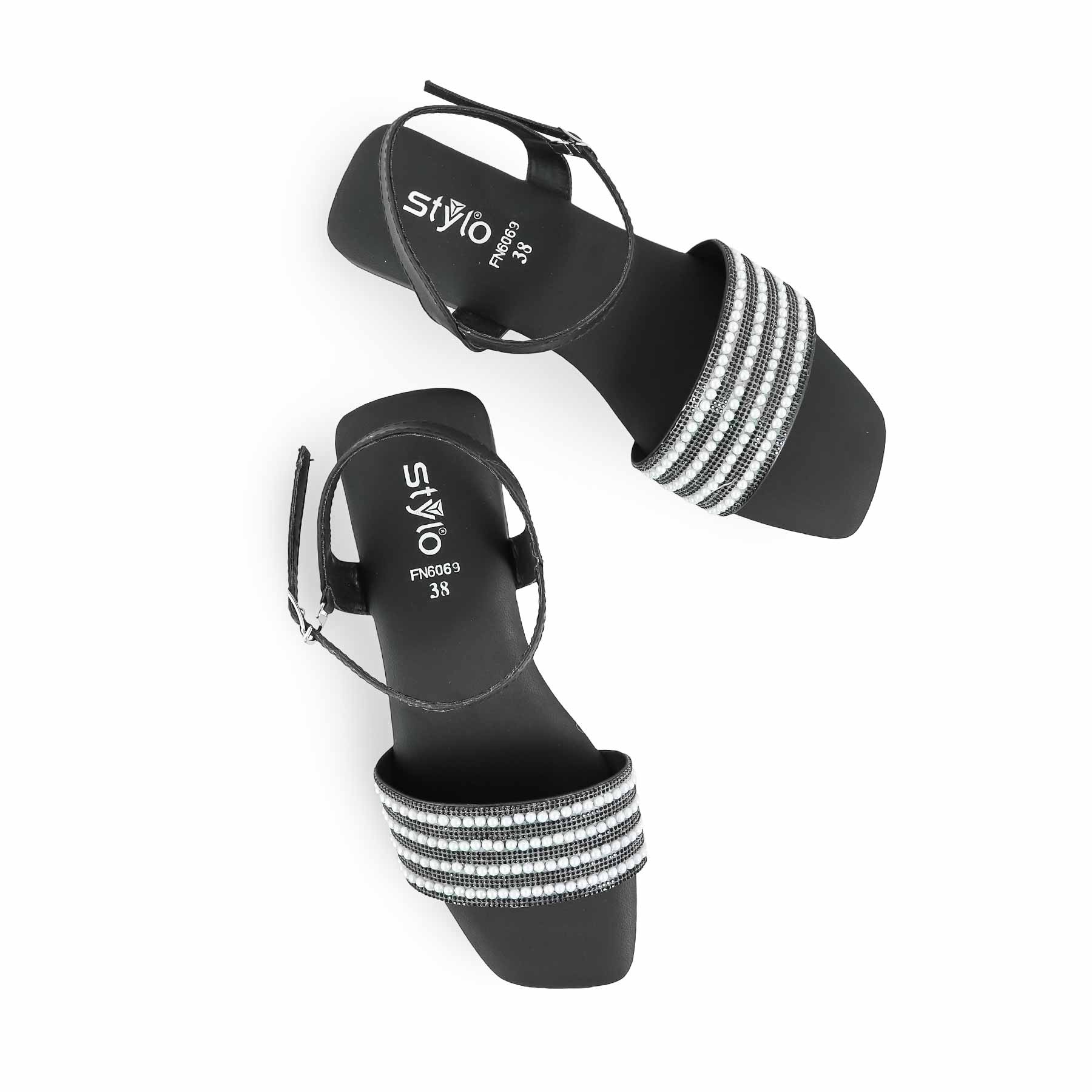 Black Fancy Sandal FN6069 - Image 5