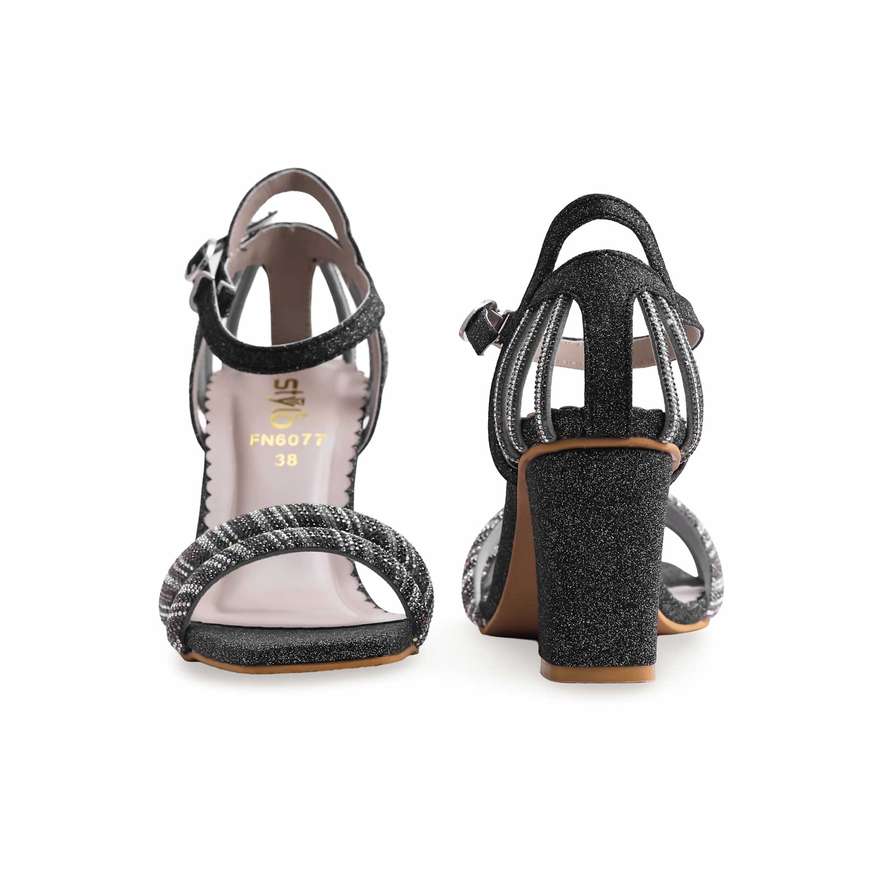 Black Fancy Sandal FN6077 - Image 4