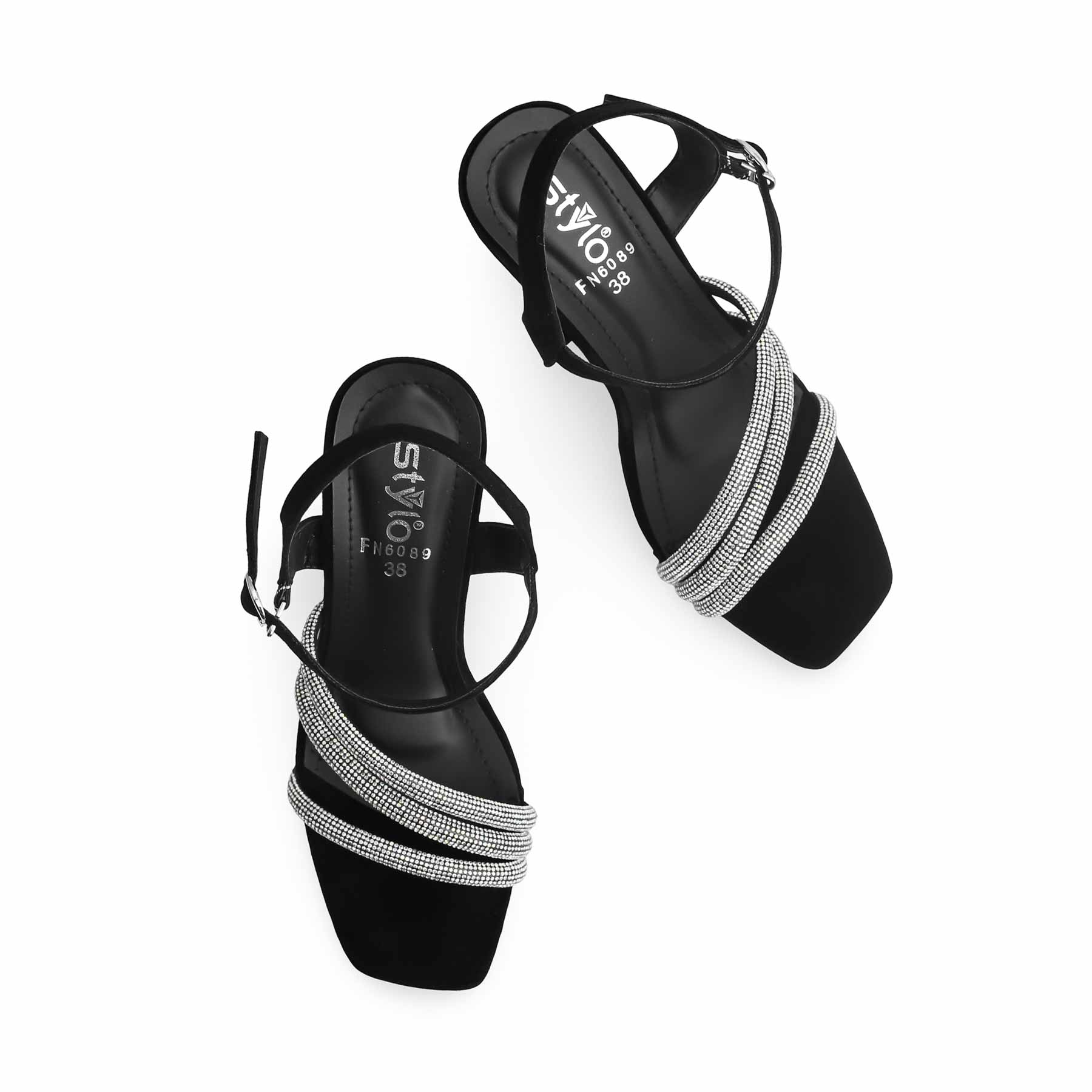 Black Fancy Sandal FN6089 - Image 5