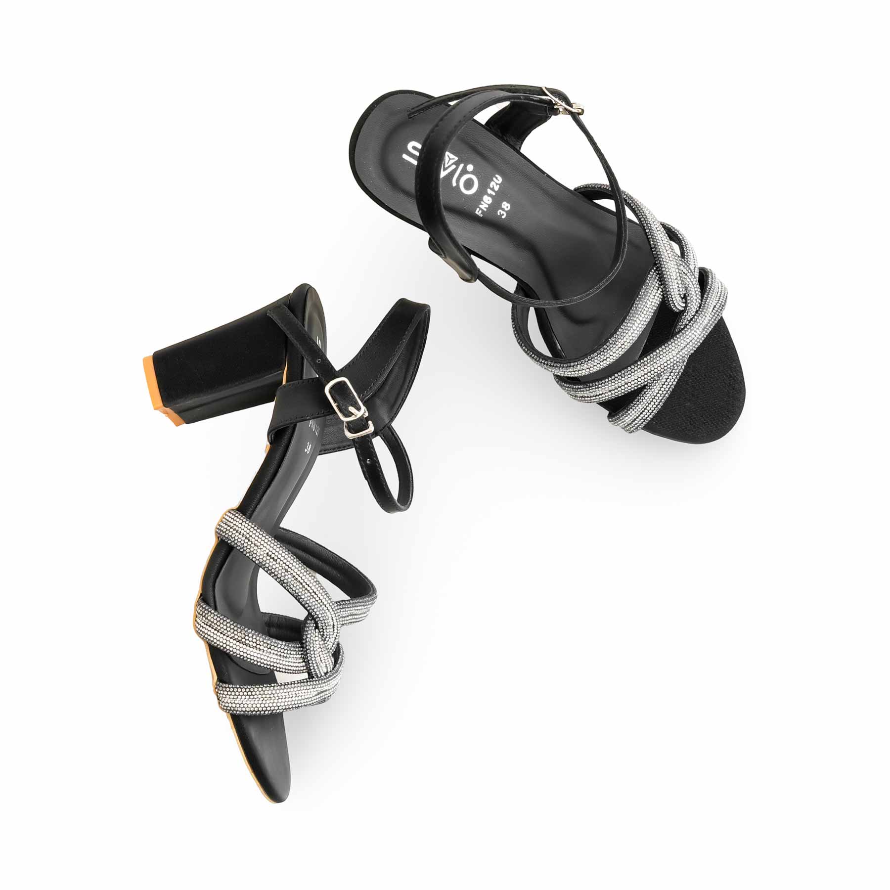 Black Fancy Sandal FN6120 - Image 5