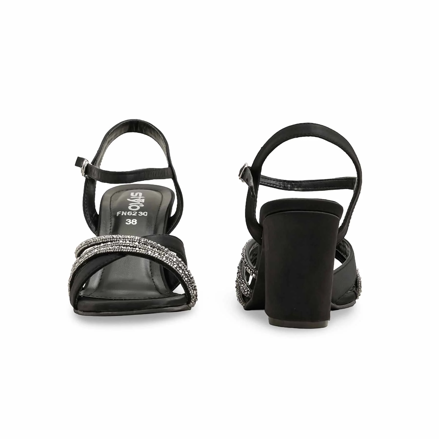 Black Fancy Sandal FN6230 - Image 4
