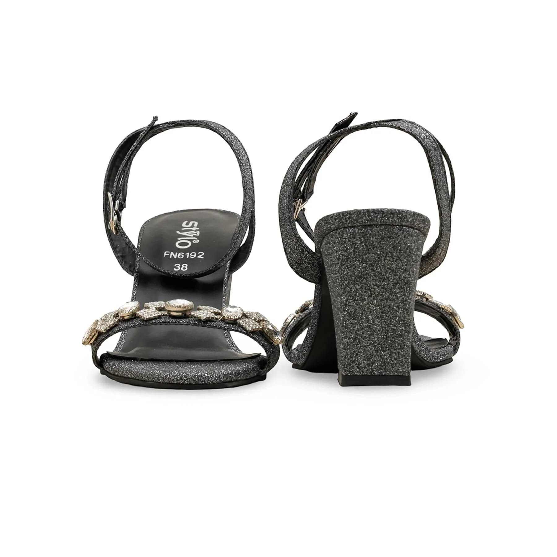 Black Fancy Sandal For Ladies FN6192 - Image 4