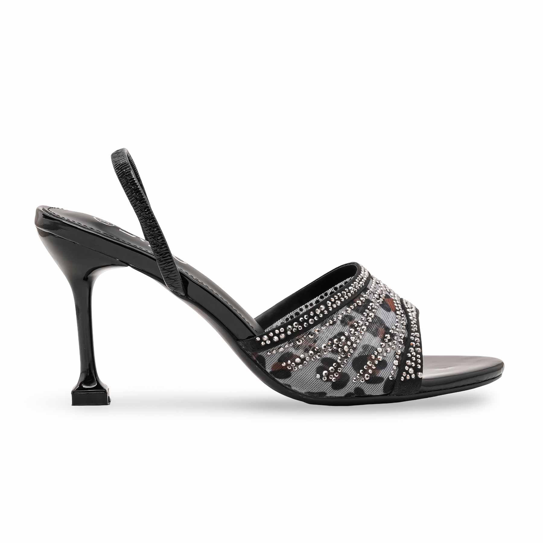 Black Fancy Sandal For Ladies FN6237 - Image 2