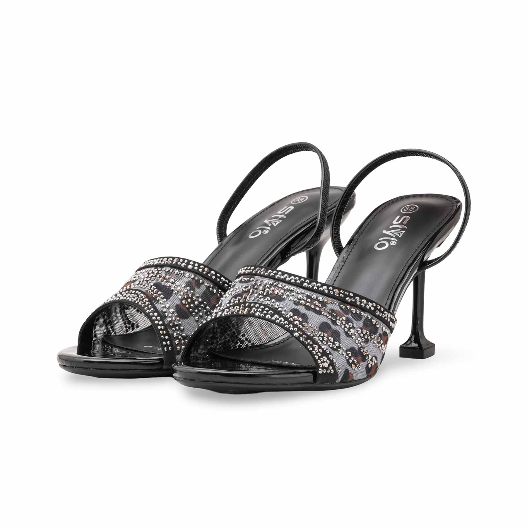 Black Fancy Sandal For Ladies FN6237 - Image 3