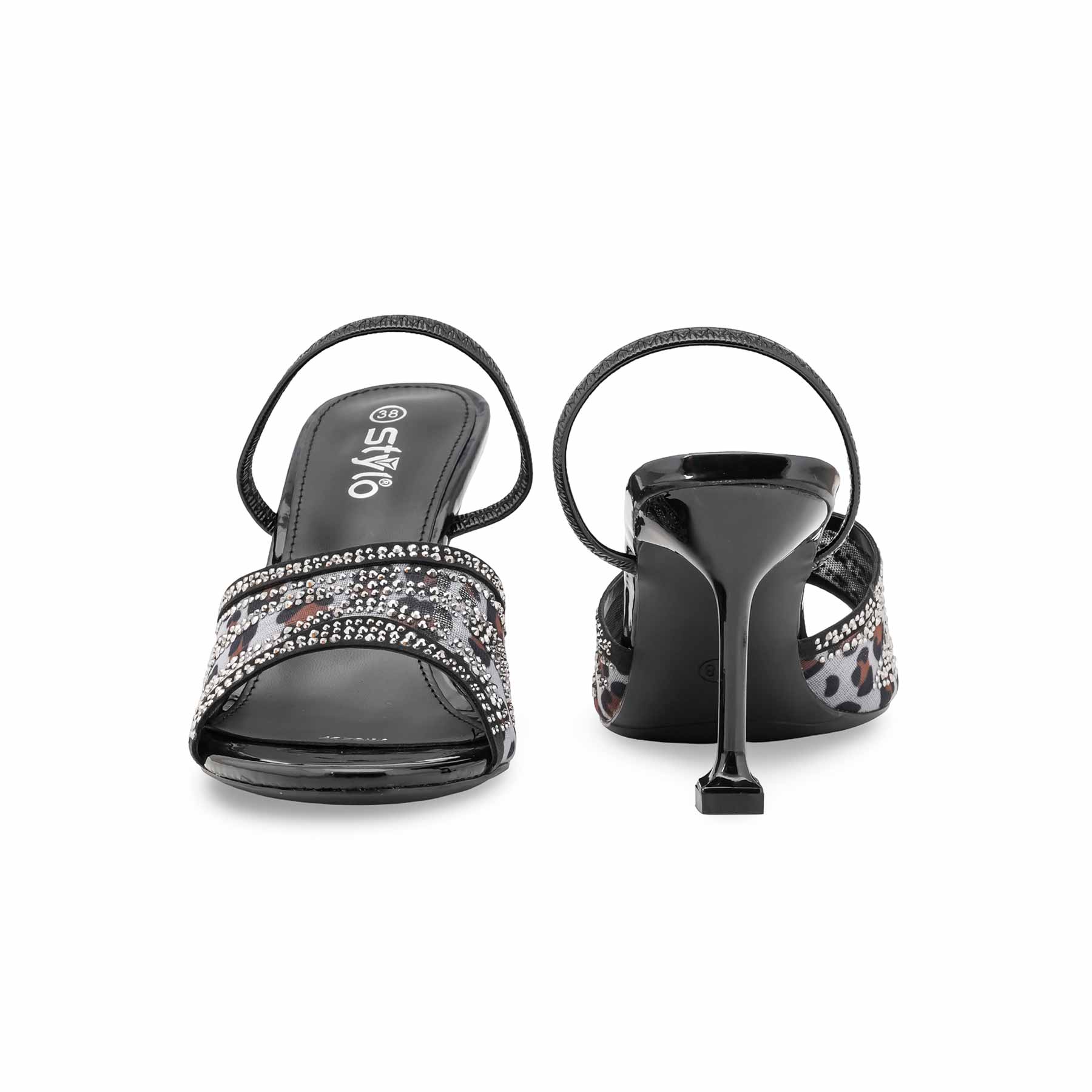 Black Fancy Sandal For Ladies FN6237 - Image 4
