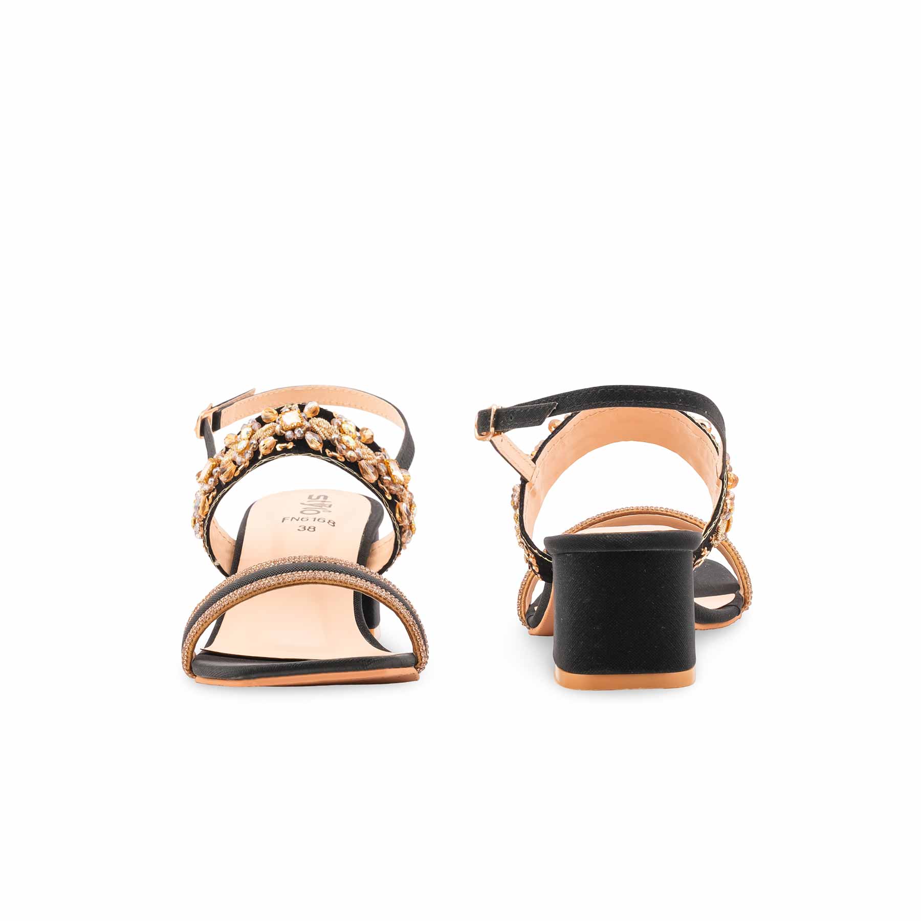 Black Fancy Sandal For Women FN6168 - Image 4