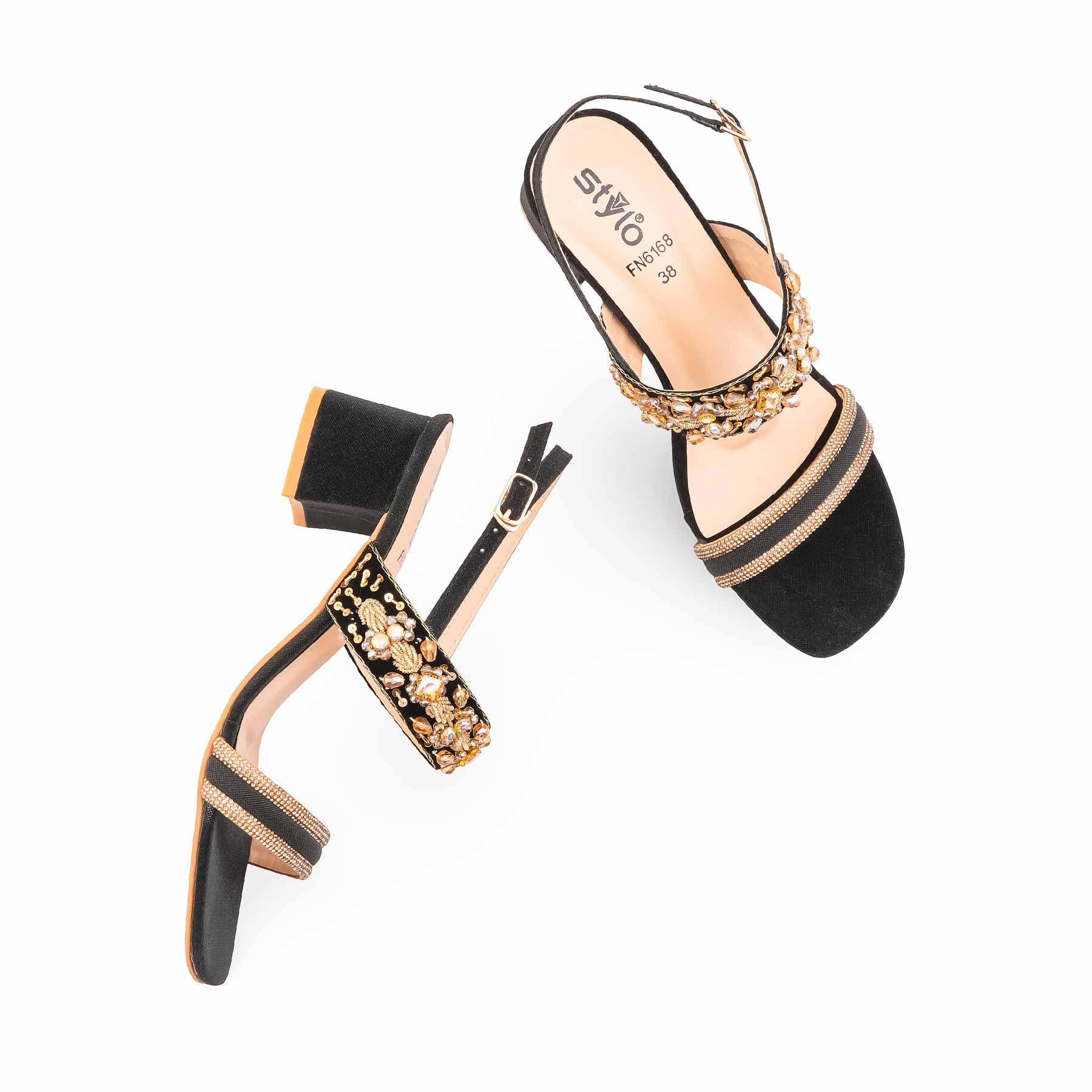 Black Fancy Sandal For Women FN6168 - Image 5