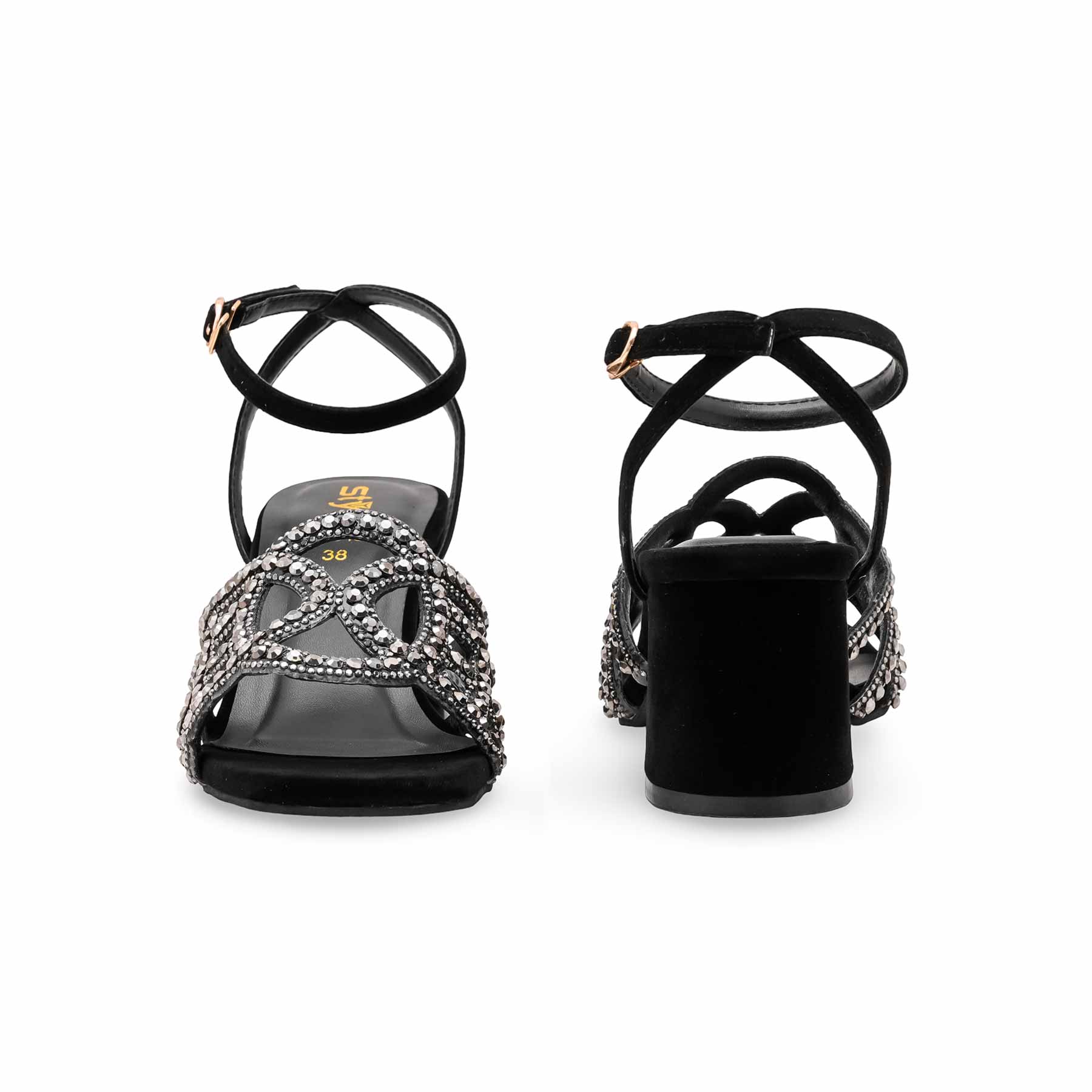 Black Fancy Sandal For Women FN6187 - Image 4