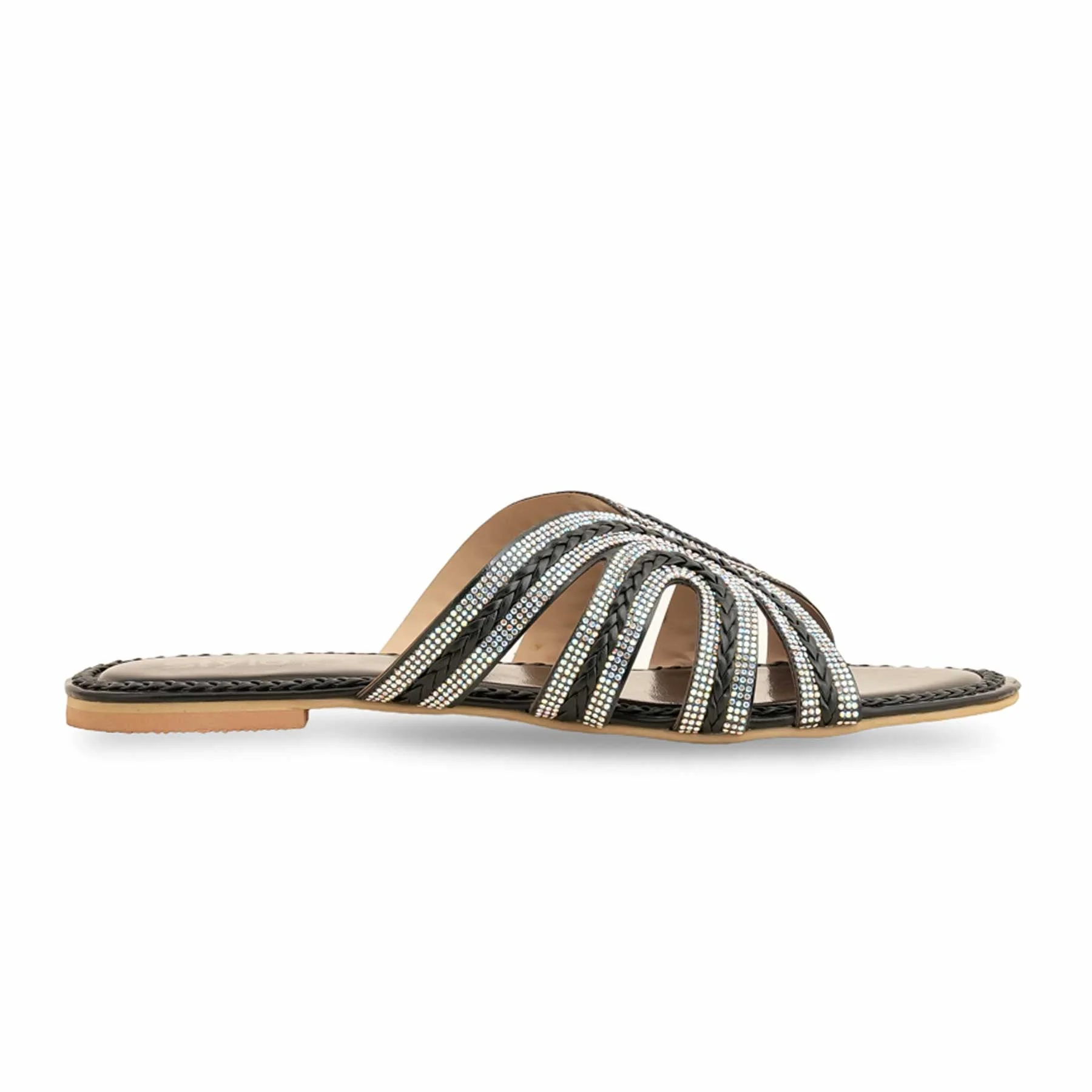 Black Fancy Slipper For Ladies FN7937 - Image 2