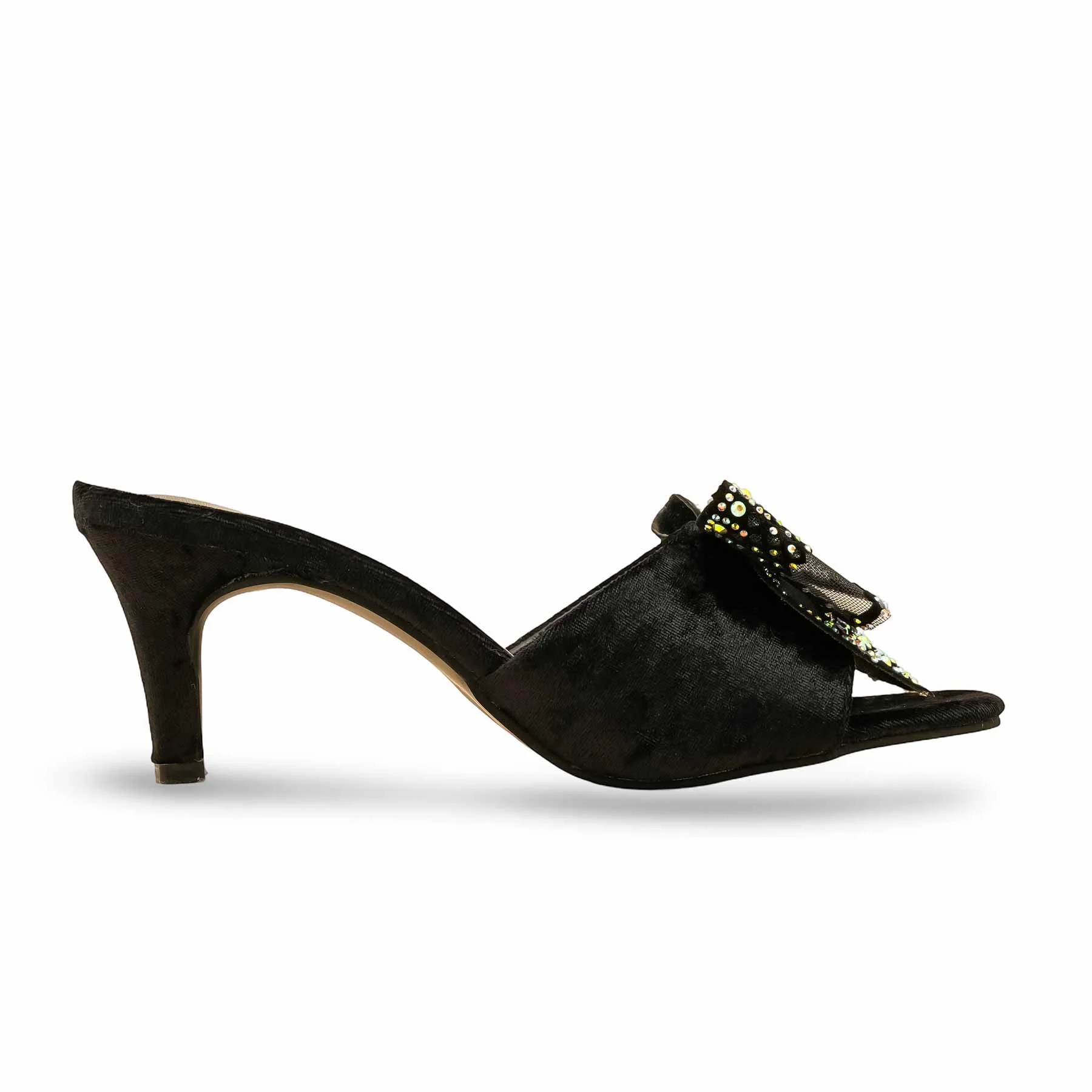 Black Fancy Slipper For Ladies FN7969 - Image 2