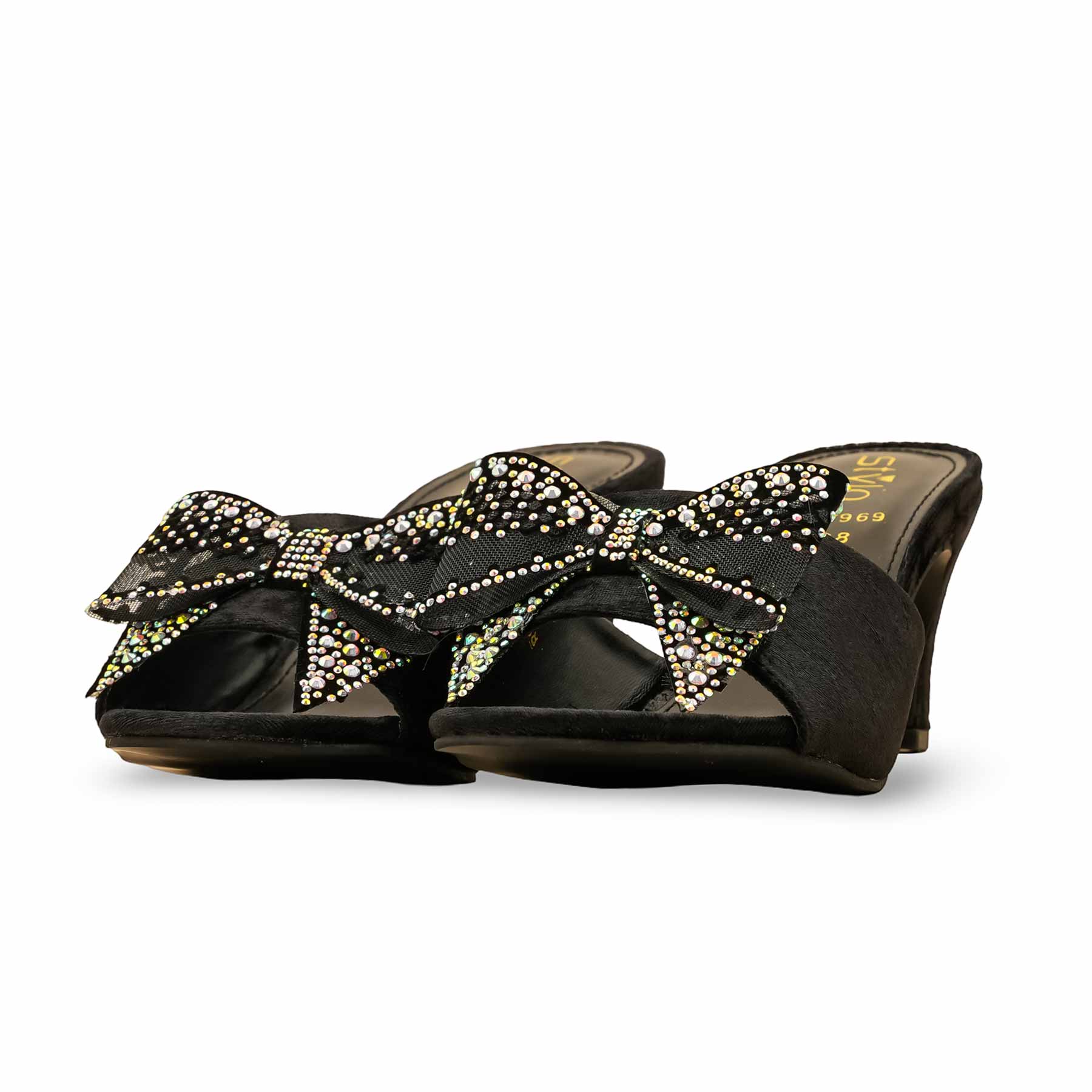 Black Fancy Slipper For Ladies FN7969 - Image 3