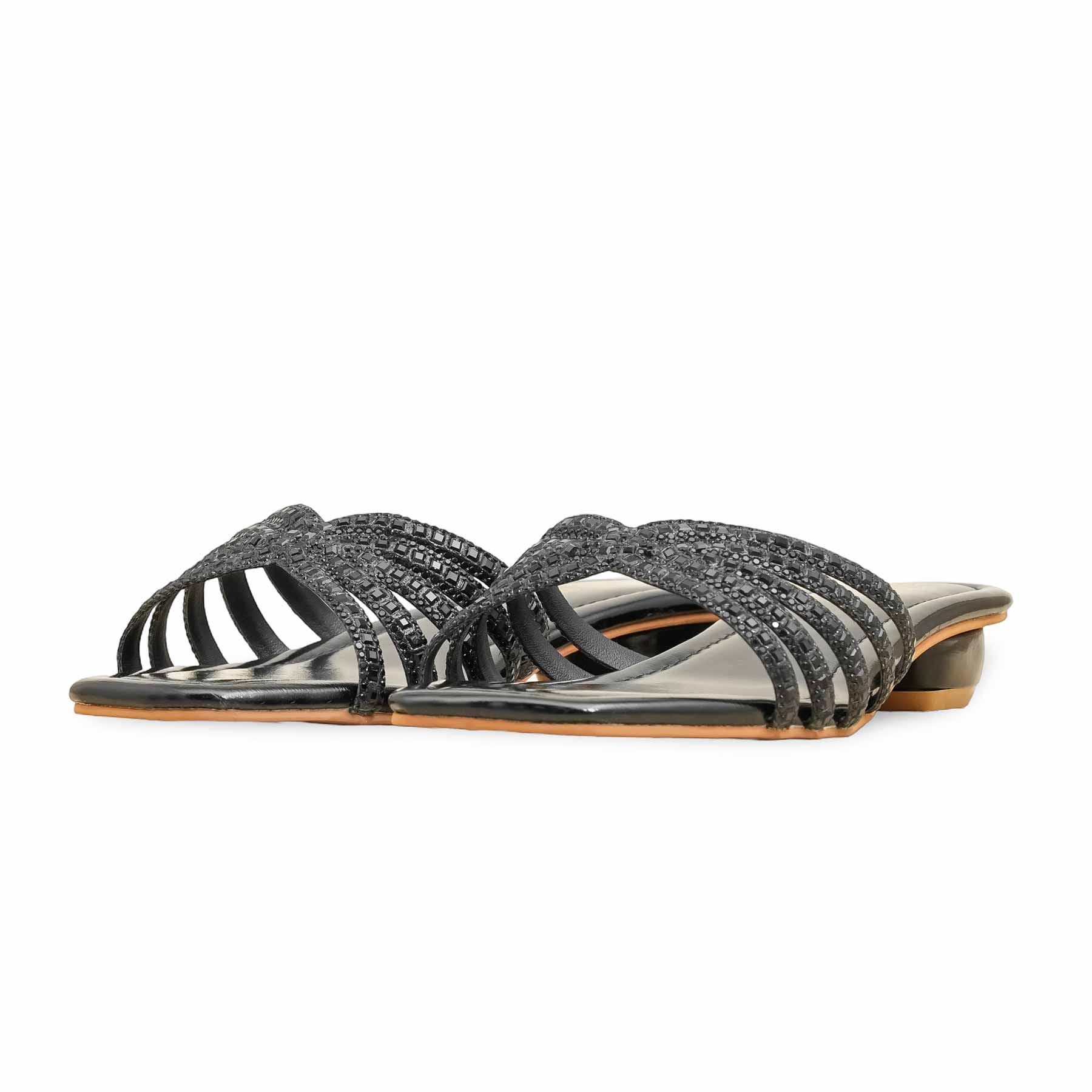 Black Fancy Slipper For Ladies FN8009 - Image 4