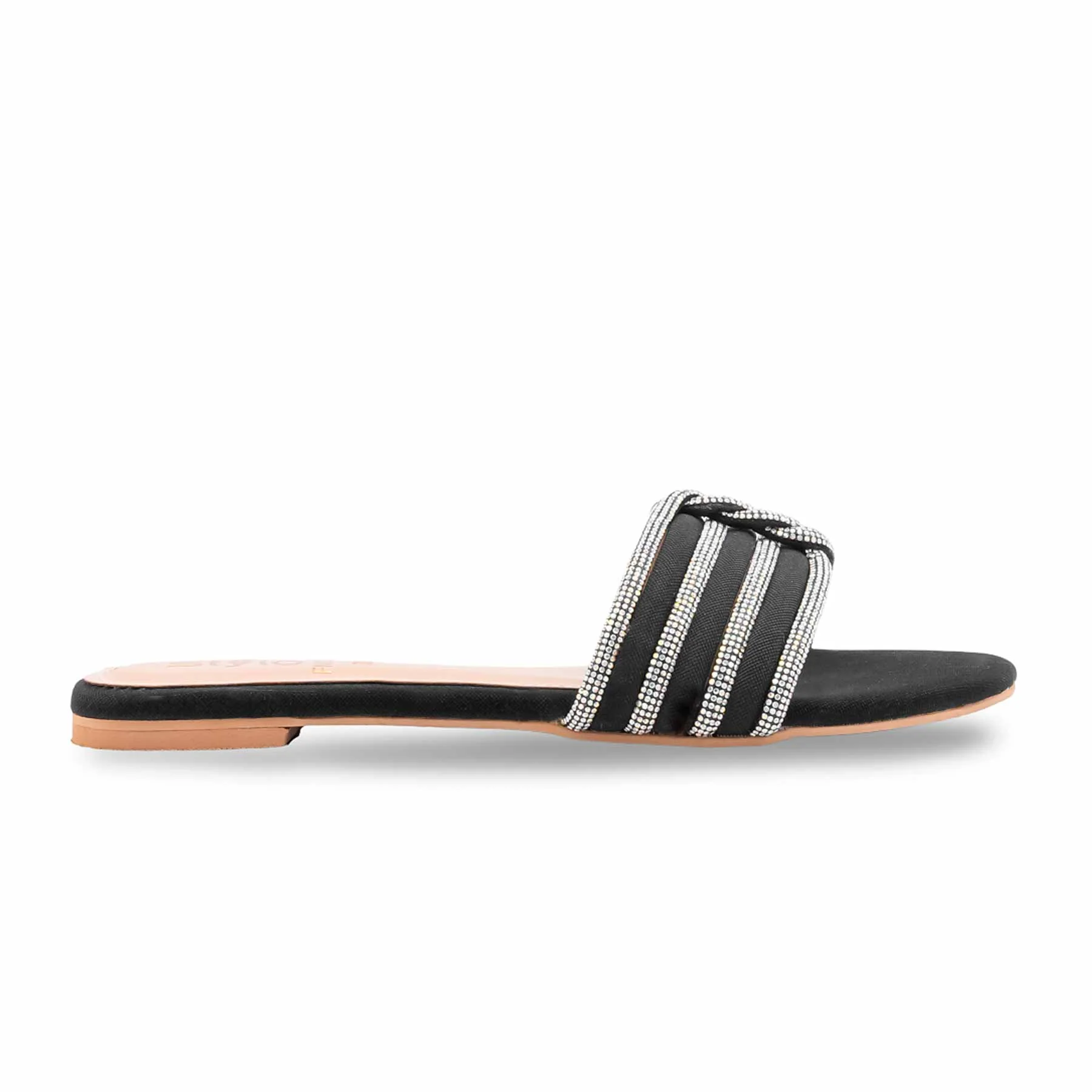 Black Fancy Slipper For Ladies FN8083 - Image 2