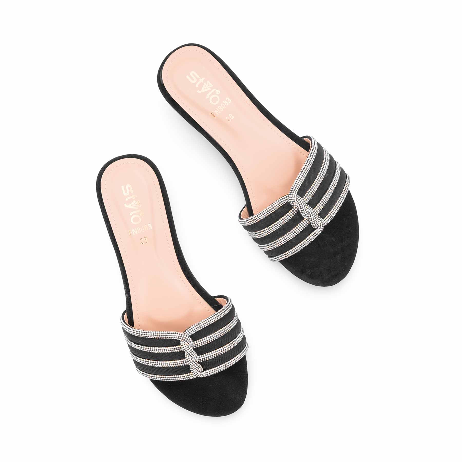 Black Fancy Slipper For Ladies FN8083 - Image 5