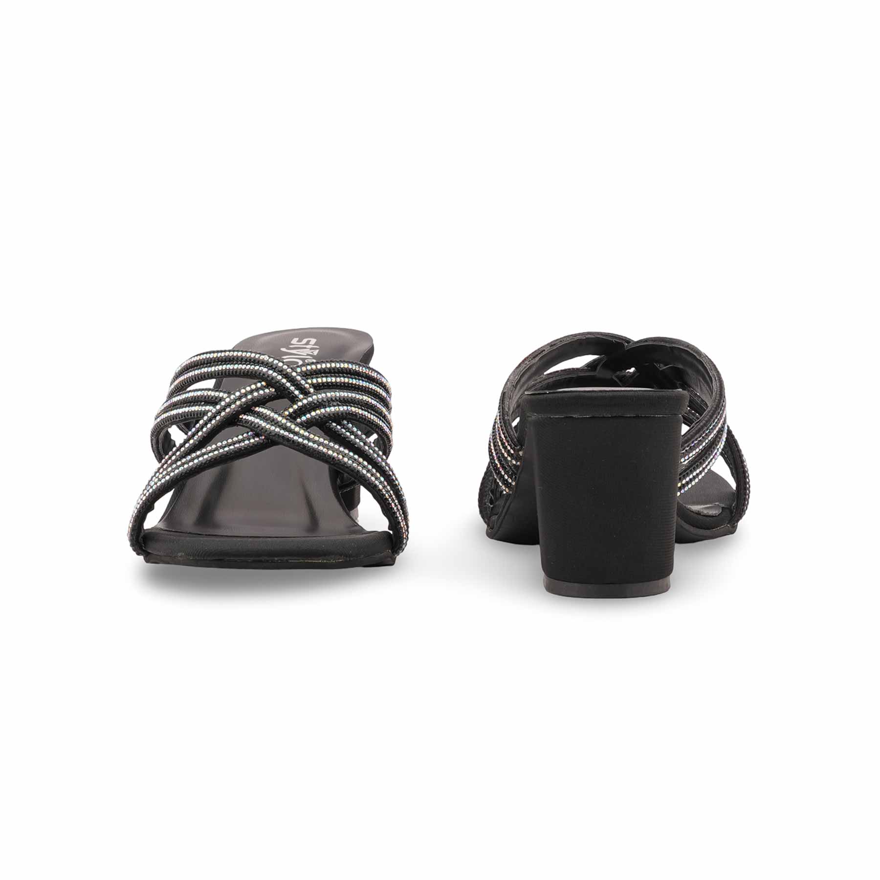 Black Fancy Slipper For Ladies FN8104 - Image 4