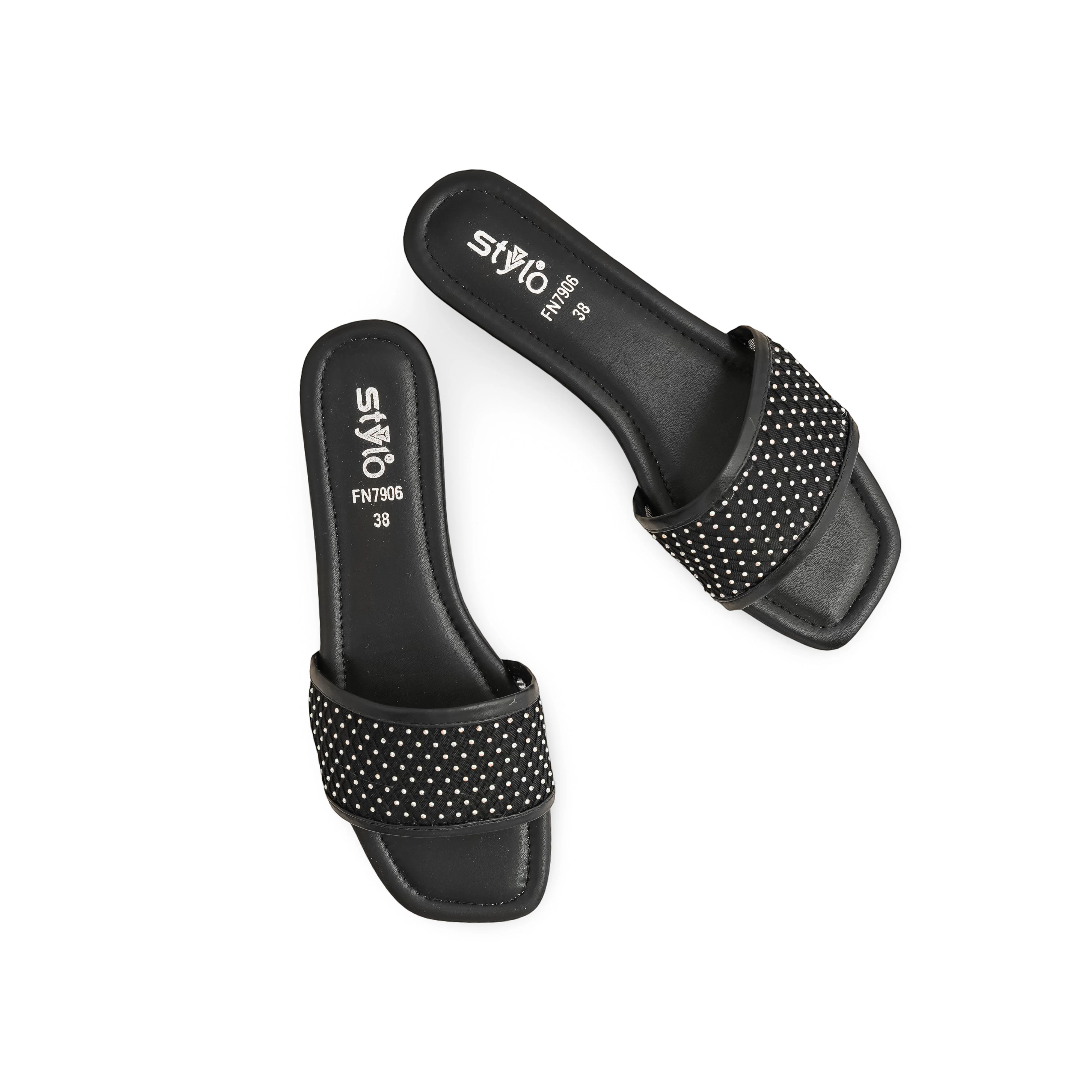 Black Fancy Slipper For Women FN7906 - Image 5