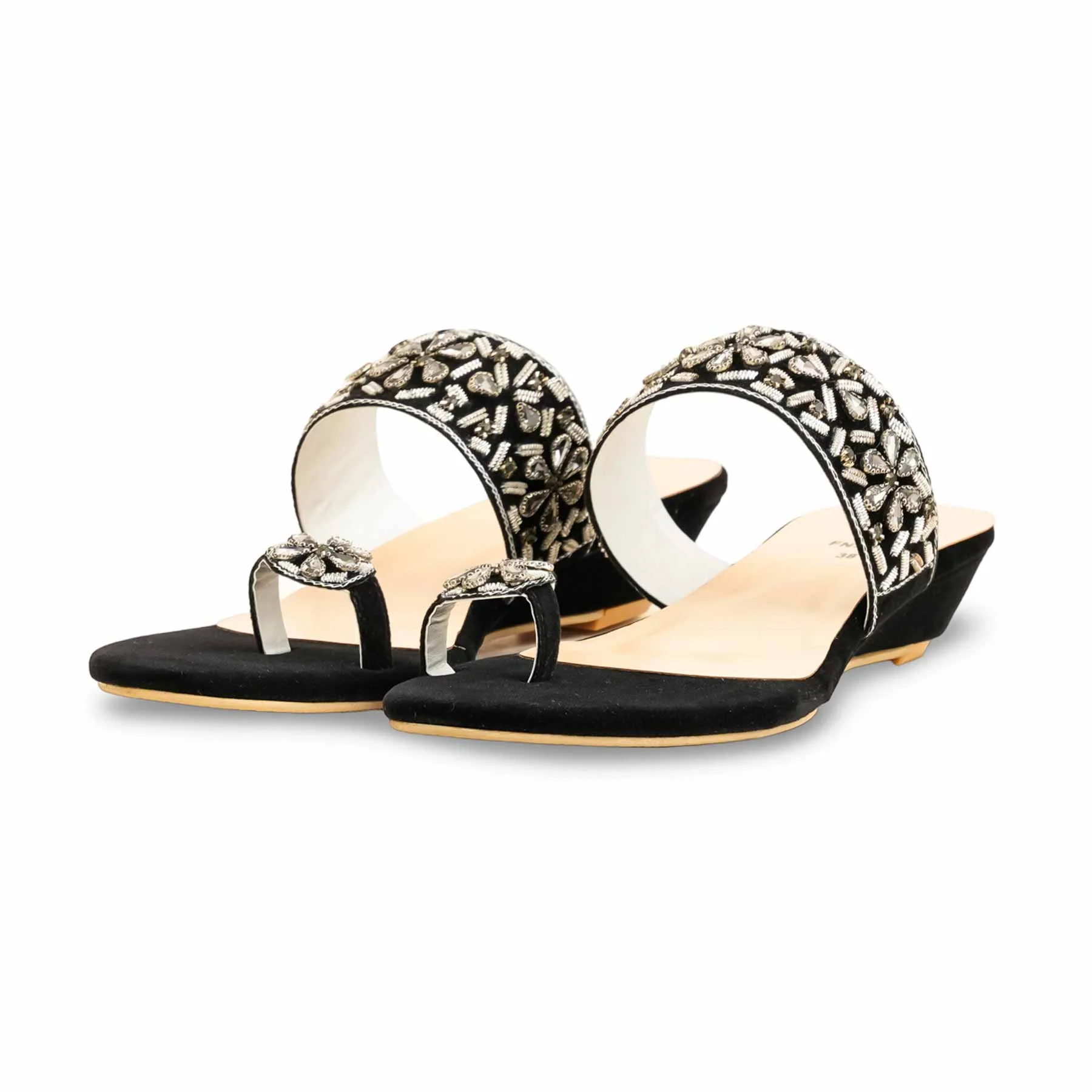 Black Fancy Chappal For Women FN7909 - Image 3
