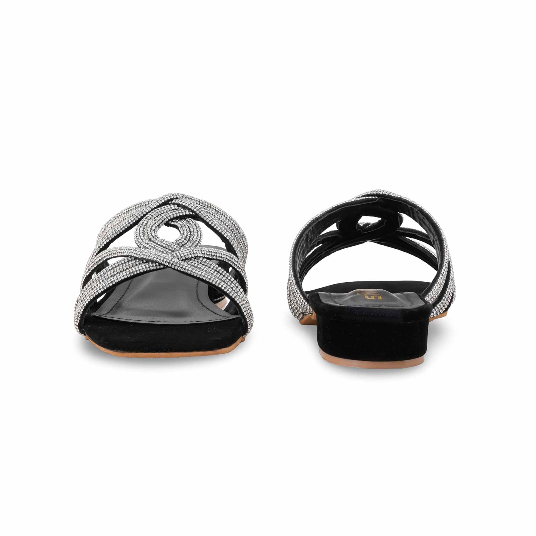 Black Fancy Slipper For Women FN8003 - Image 4