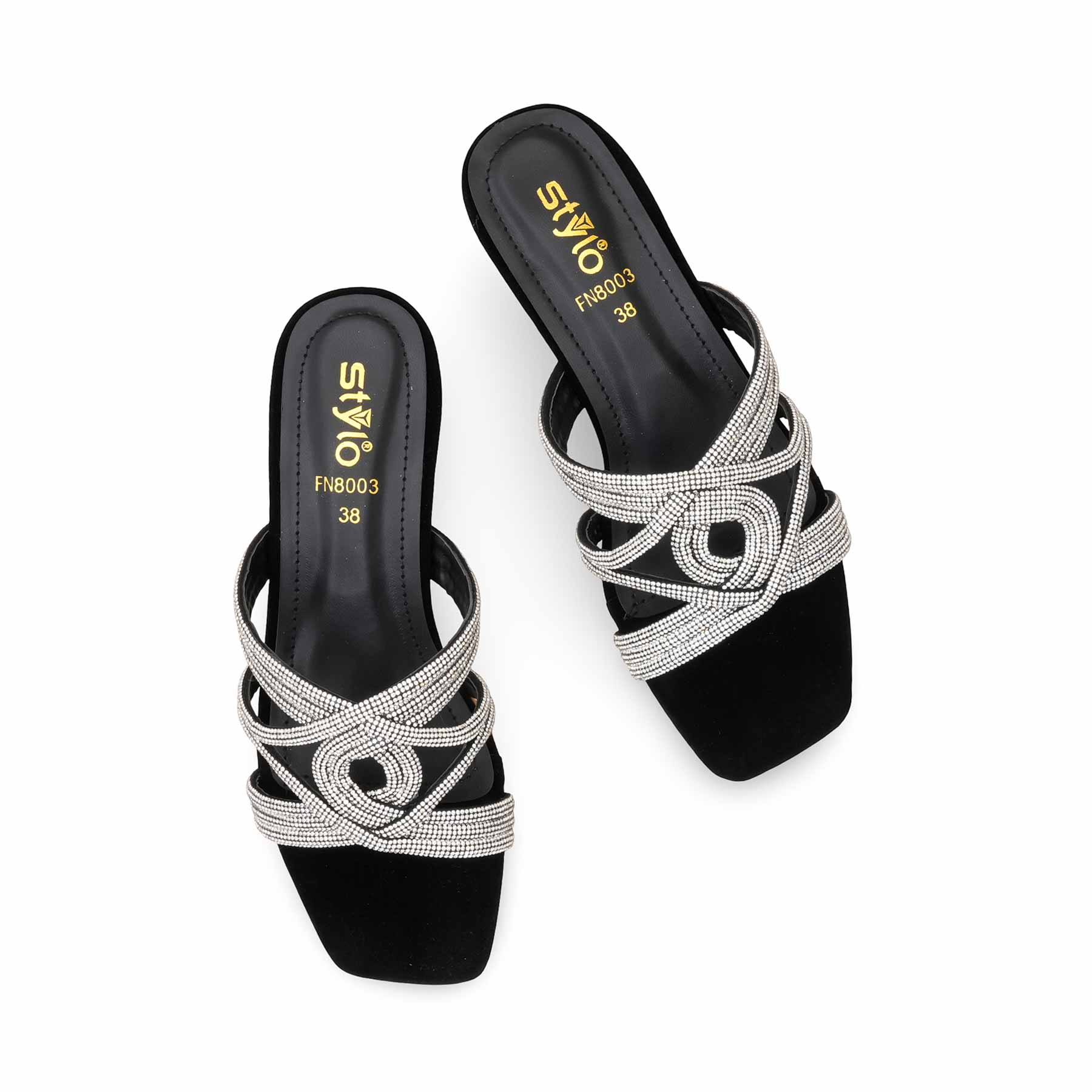 Black Fancy Slipper For Women FN8003 - Image 5
