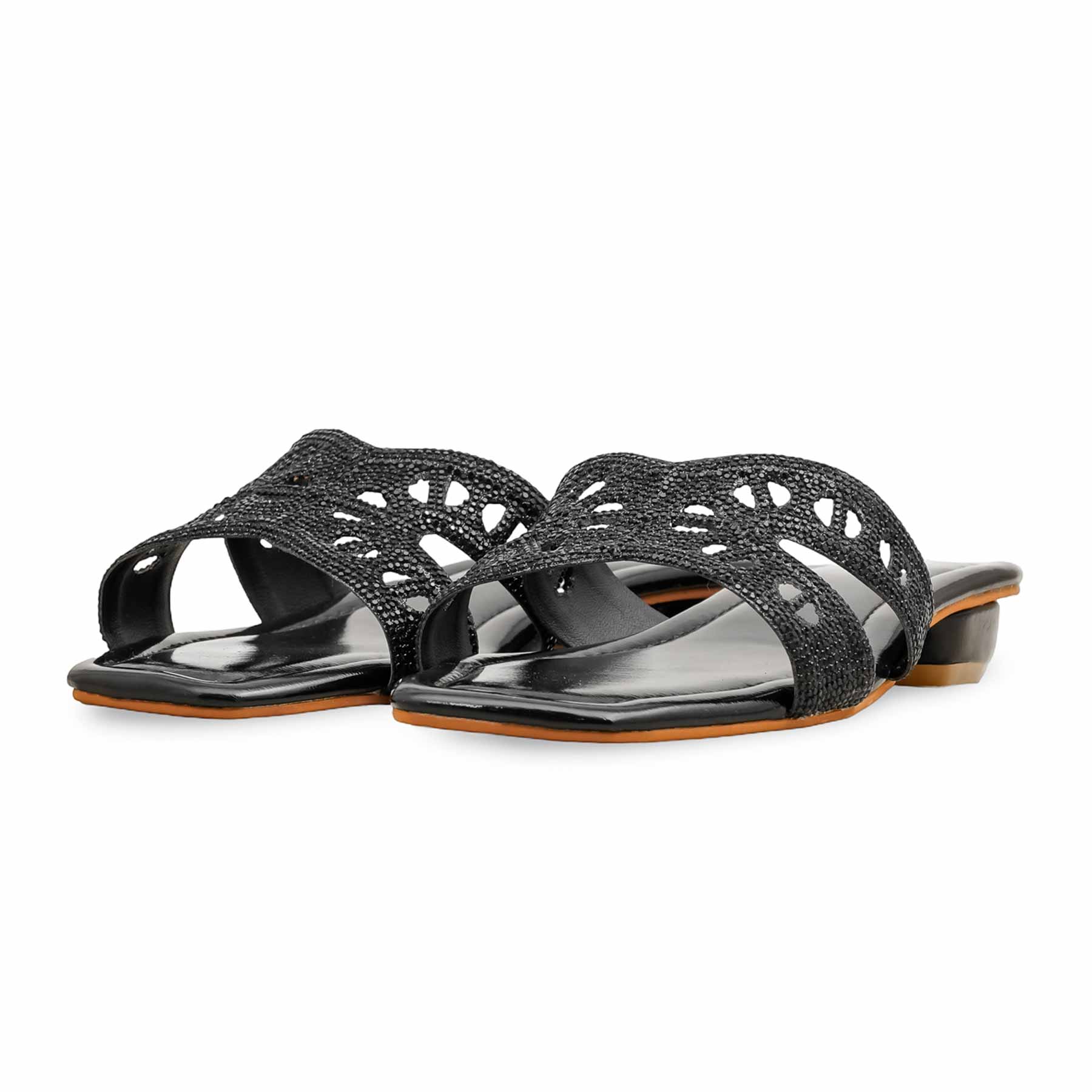 Black Fancy Slipper For Women FN8008 - Image 3
