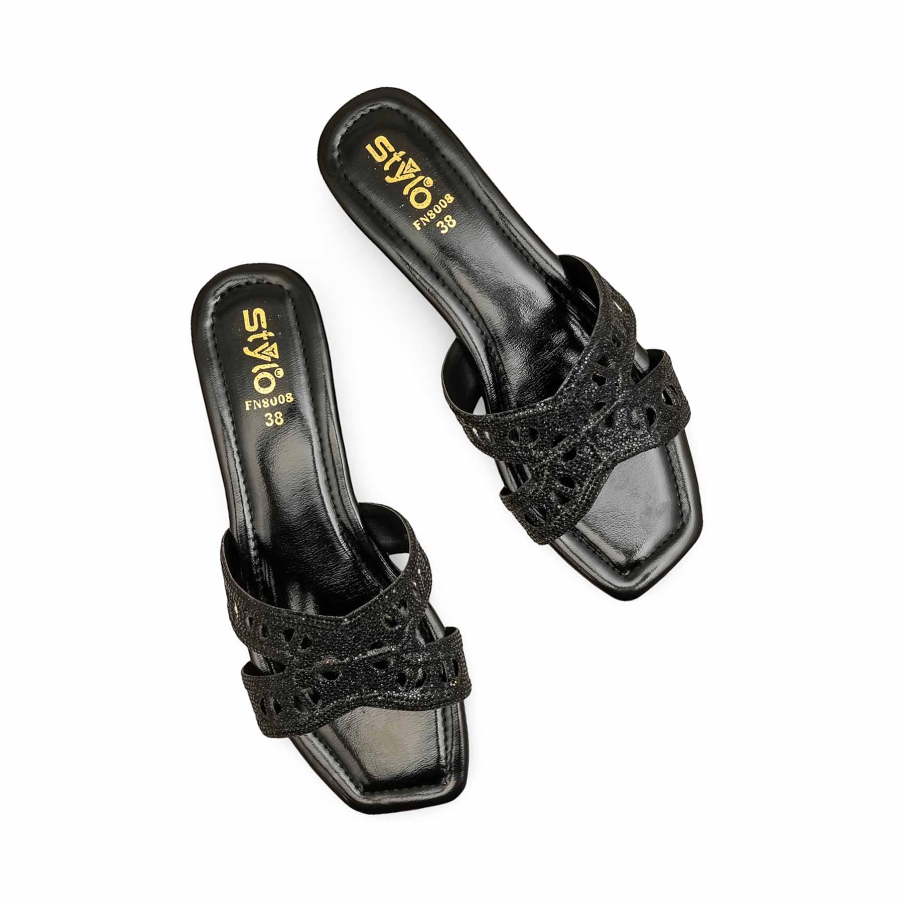 Black Fancy Slipper For Women FN8008 - Image 5