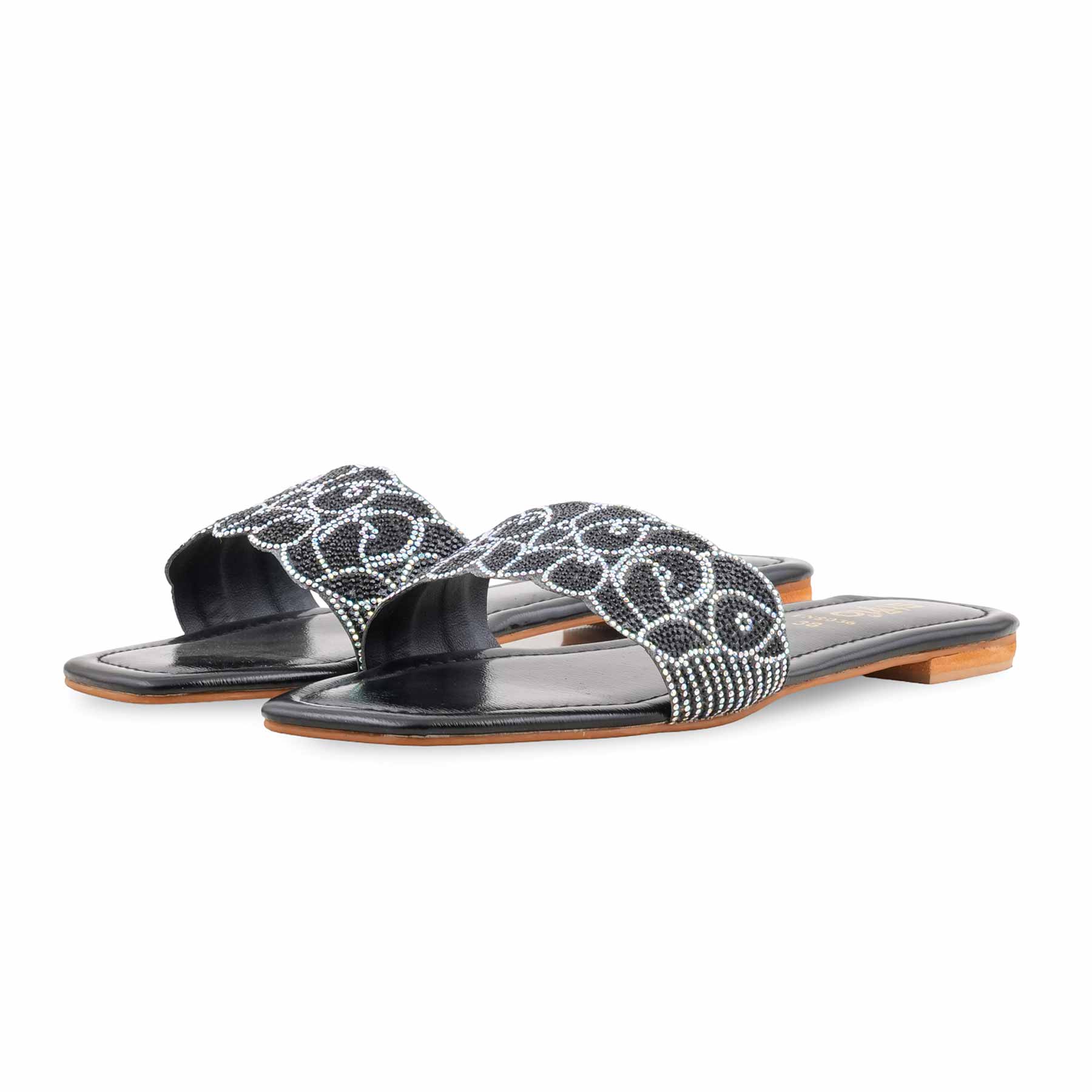 Black Fancy Slipper For Women FN8056 - Image 3