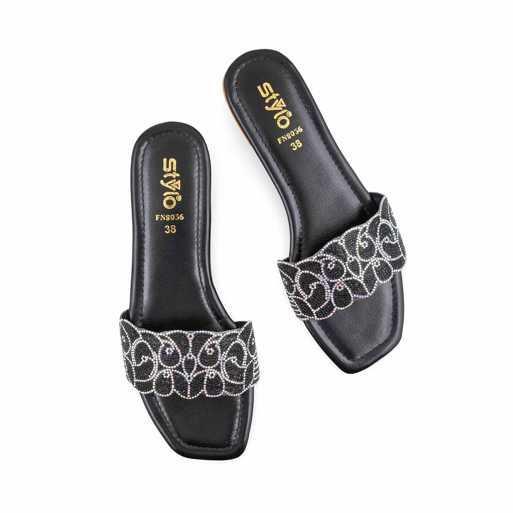 Black Fancy Slipper For Women FN8056 - Image 5