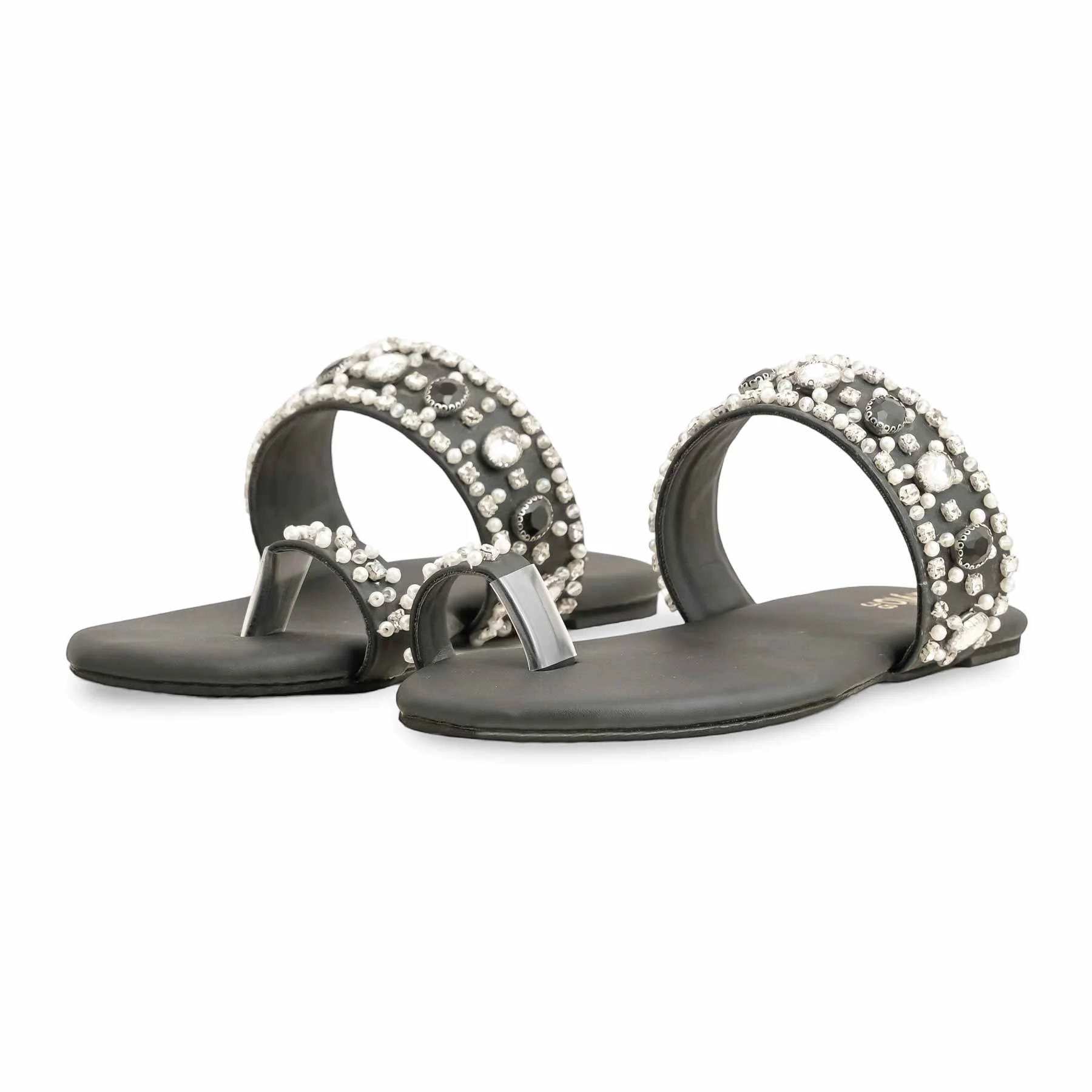 Black Fancy Women Chappal EC0220 - Image 3