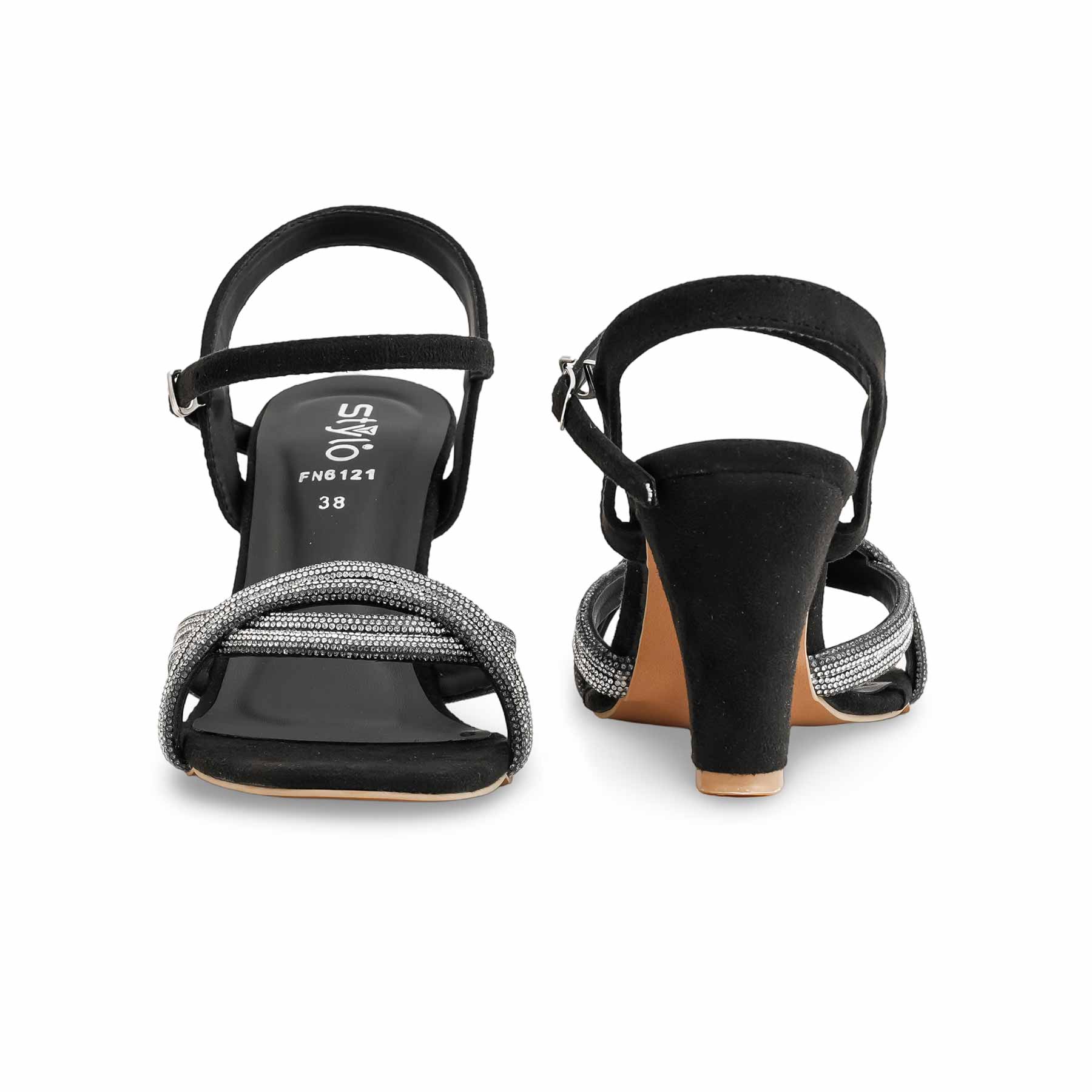 Black Fancy Women Sandal FN6121 - Image 4