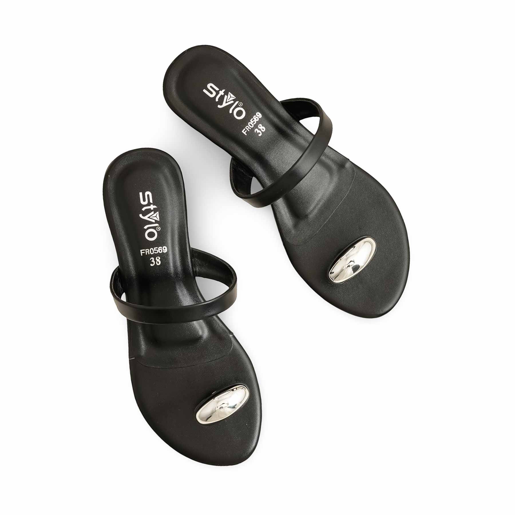 Black Formal Chappal For Ladies FR0569 - Image 5